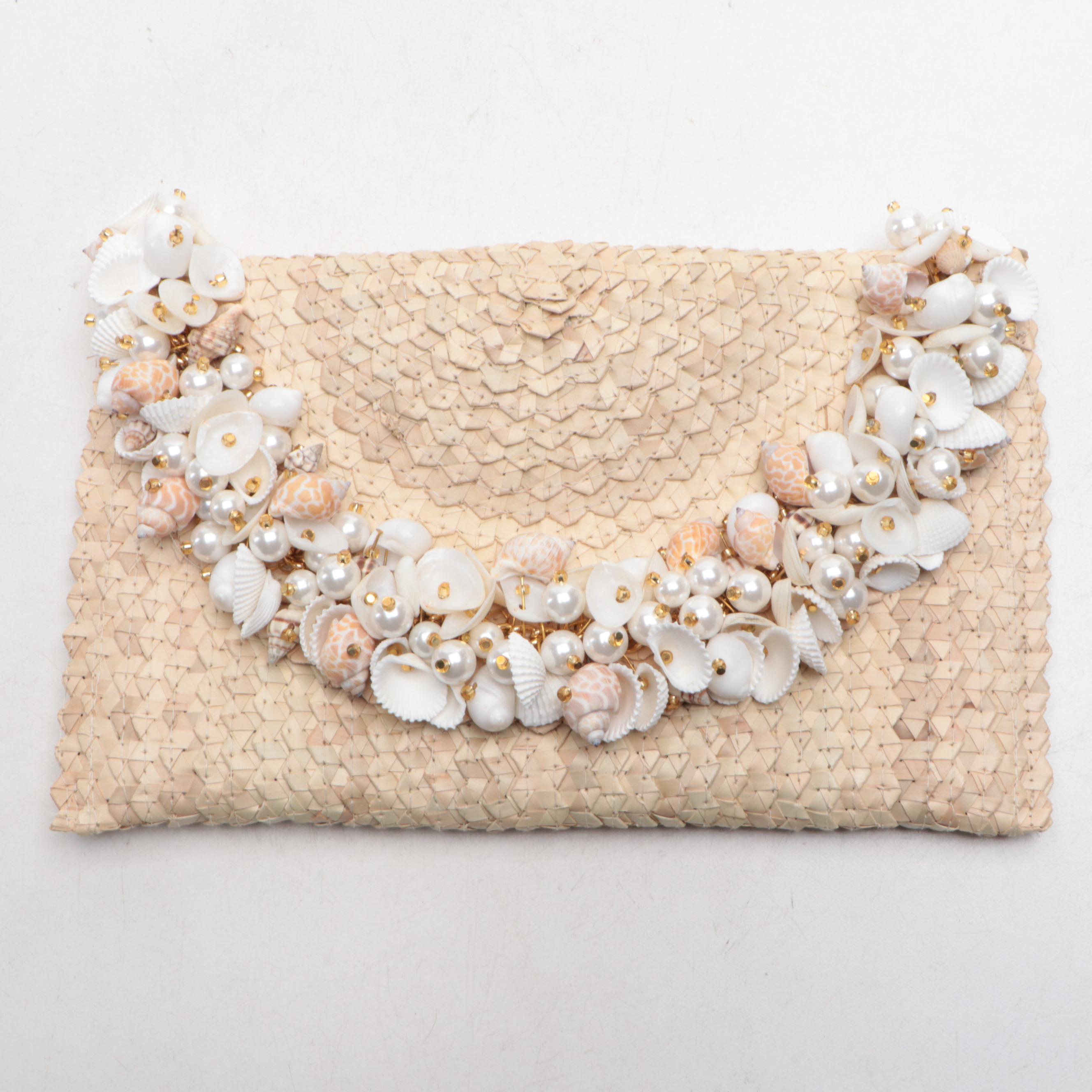 Moyna and Two's Company Shell Handbags with Mystique Shell Trim Clutch