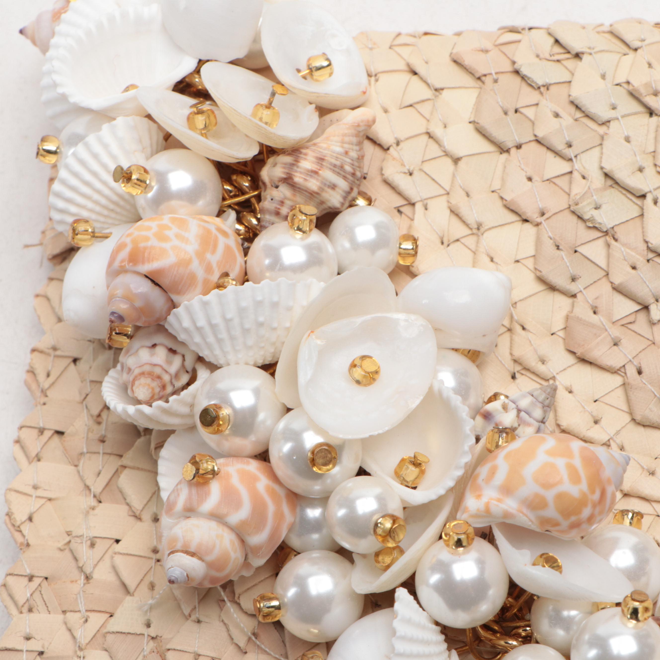 Moyna and Two's Company Shell Handbags with Mystique Shell Trim Clutch