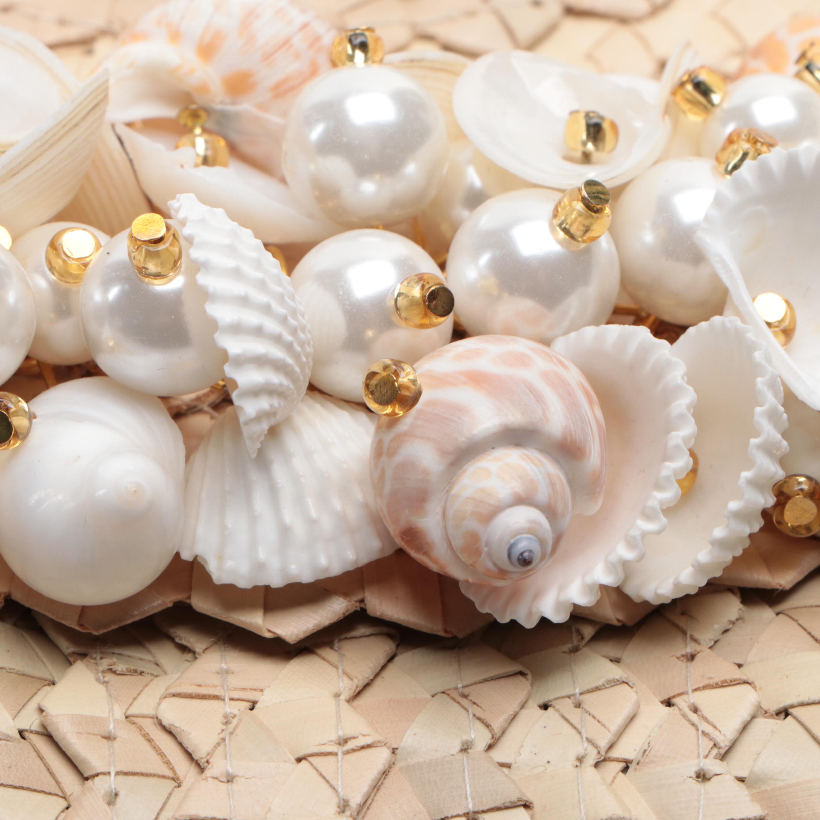 Moyna and Two's Company Shell Handbags with Mystique Shell Trim Clutch