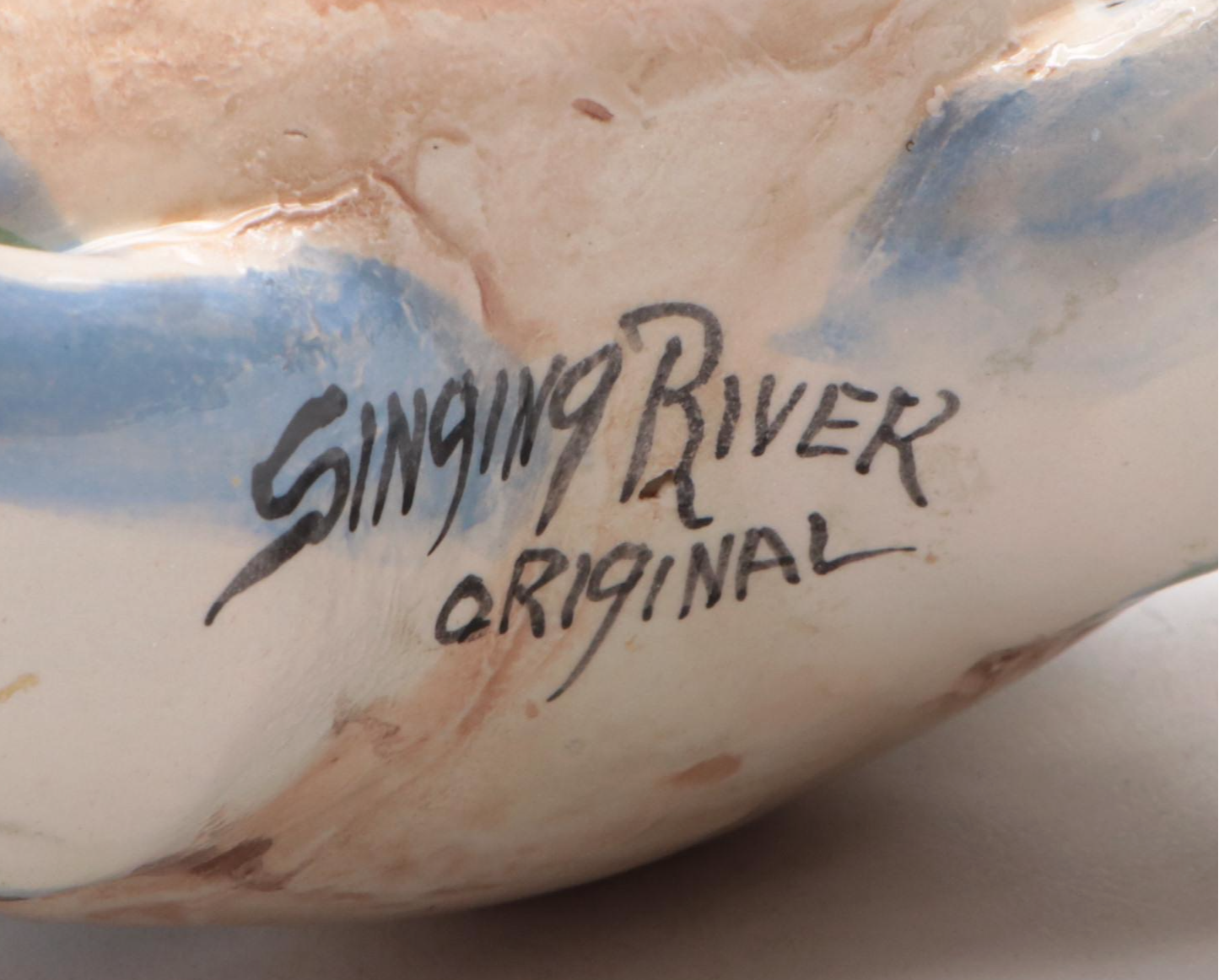 Singing River Pottery Ceramic Bowl and Floral Frog