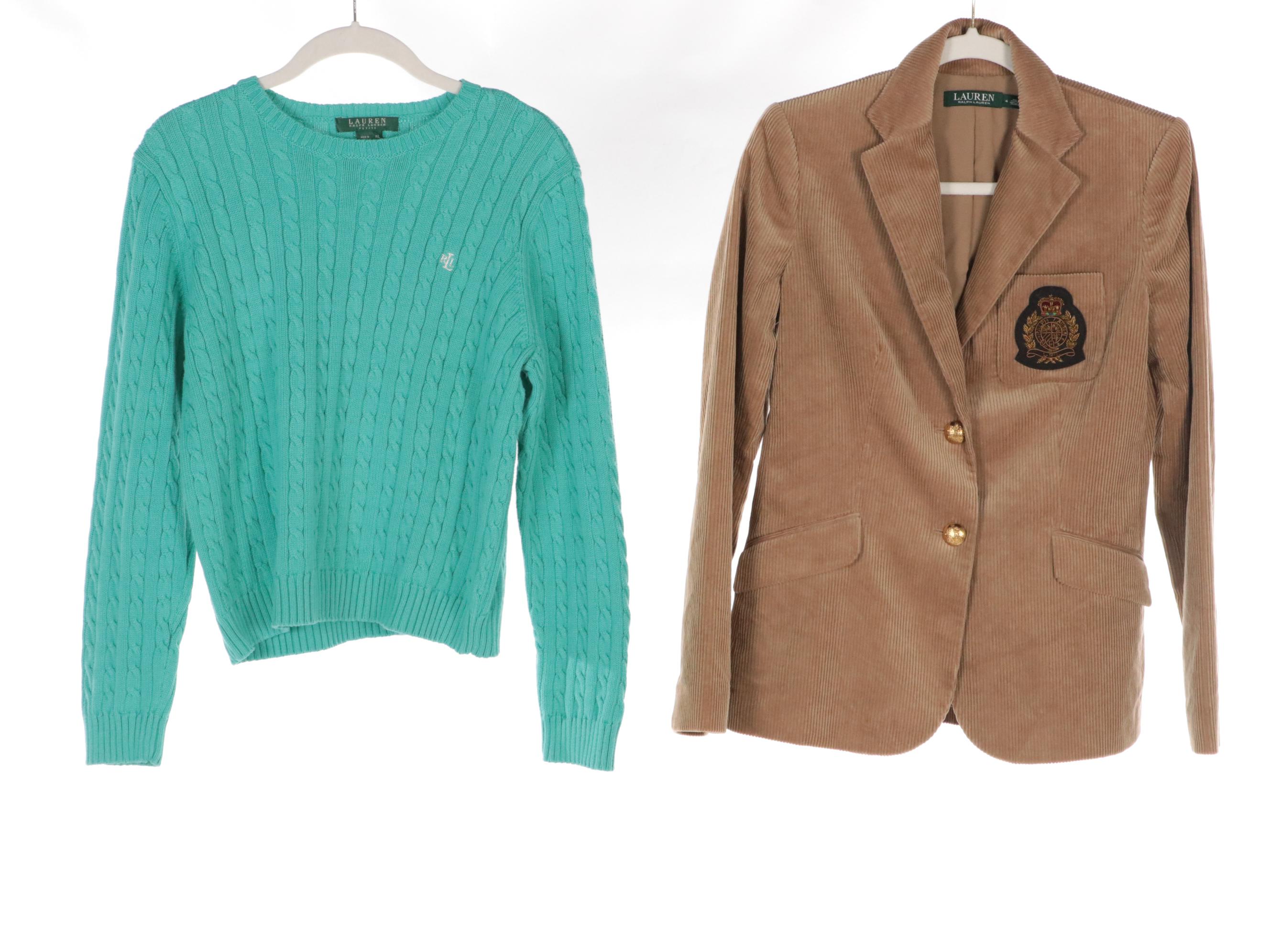 Lauren Ralph Lauren Corduroy Jacket, Cable Knit Sweater and Cotton Turtleneck