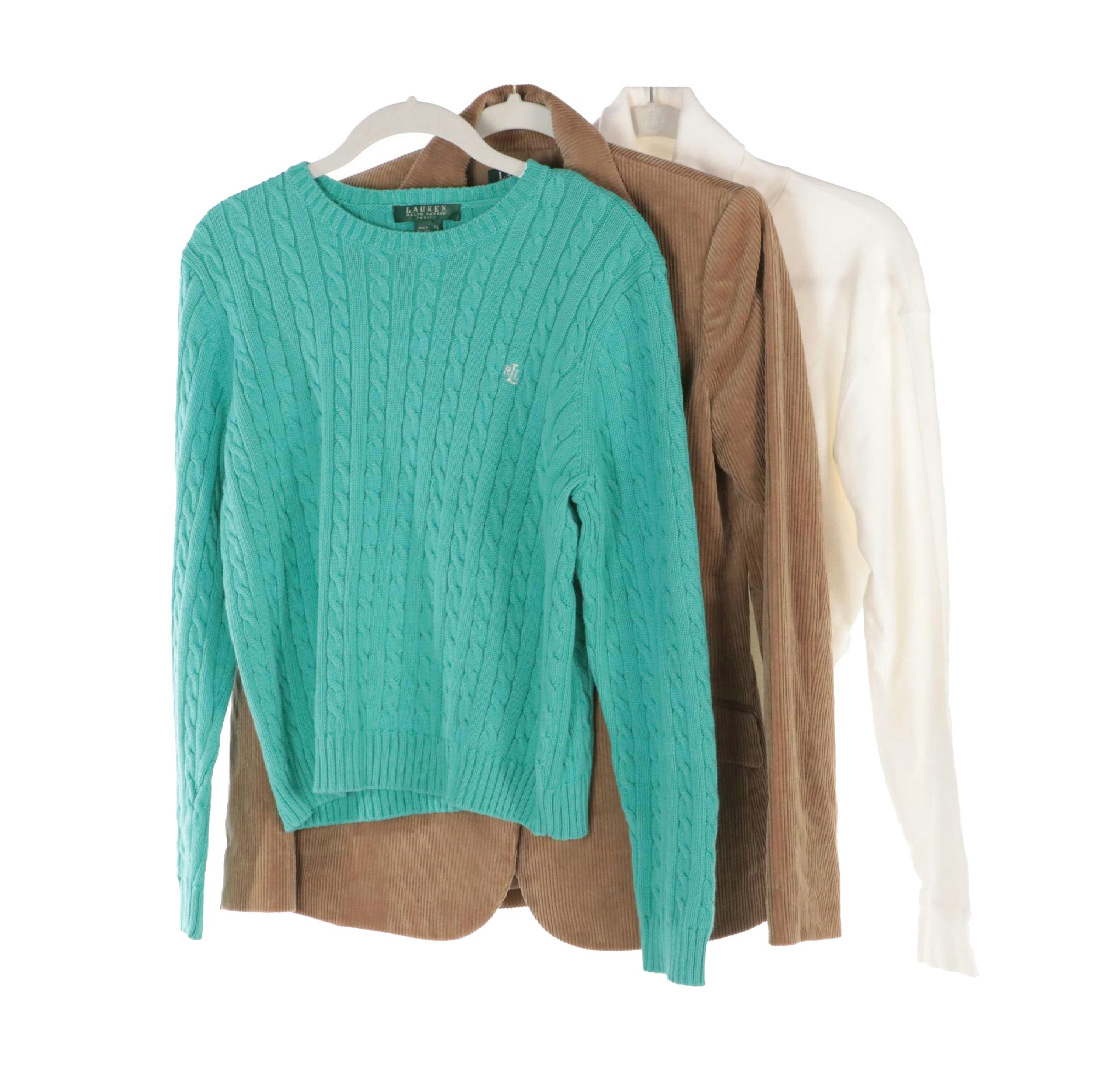 Lauren Ralph Lauren Corduroy Jacket, Cable Knit Sweater and Cotton Turtleneck