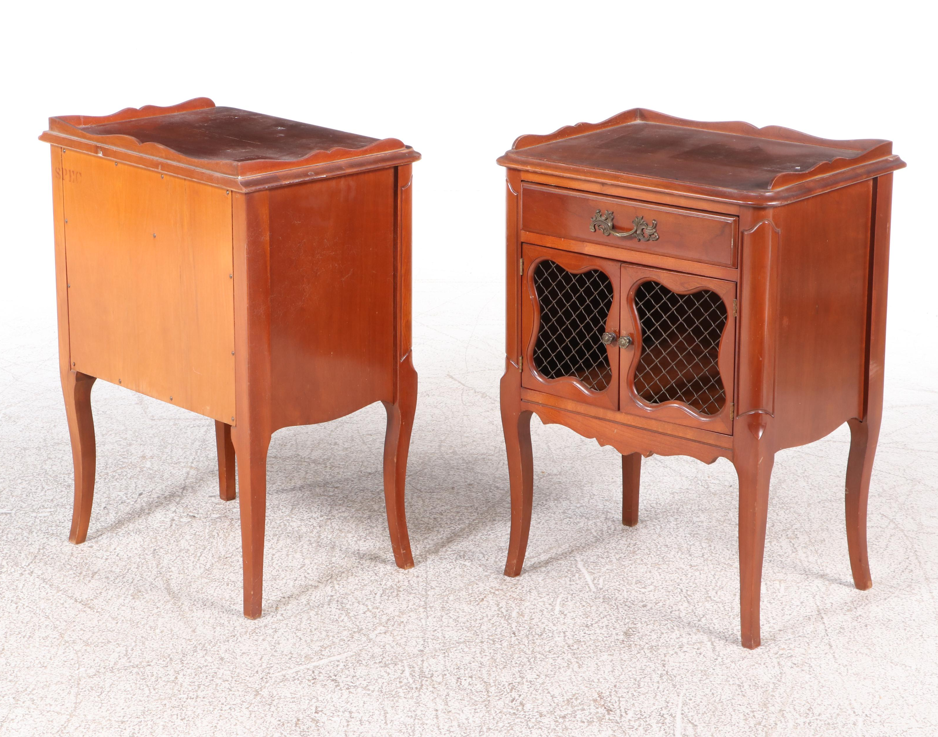 Pair of Sherwood French Provincial Style Cherrywood Nightstands