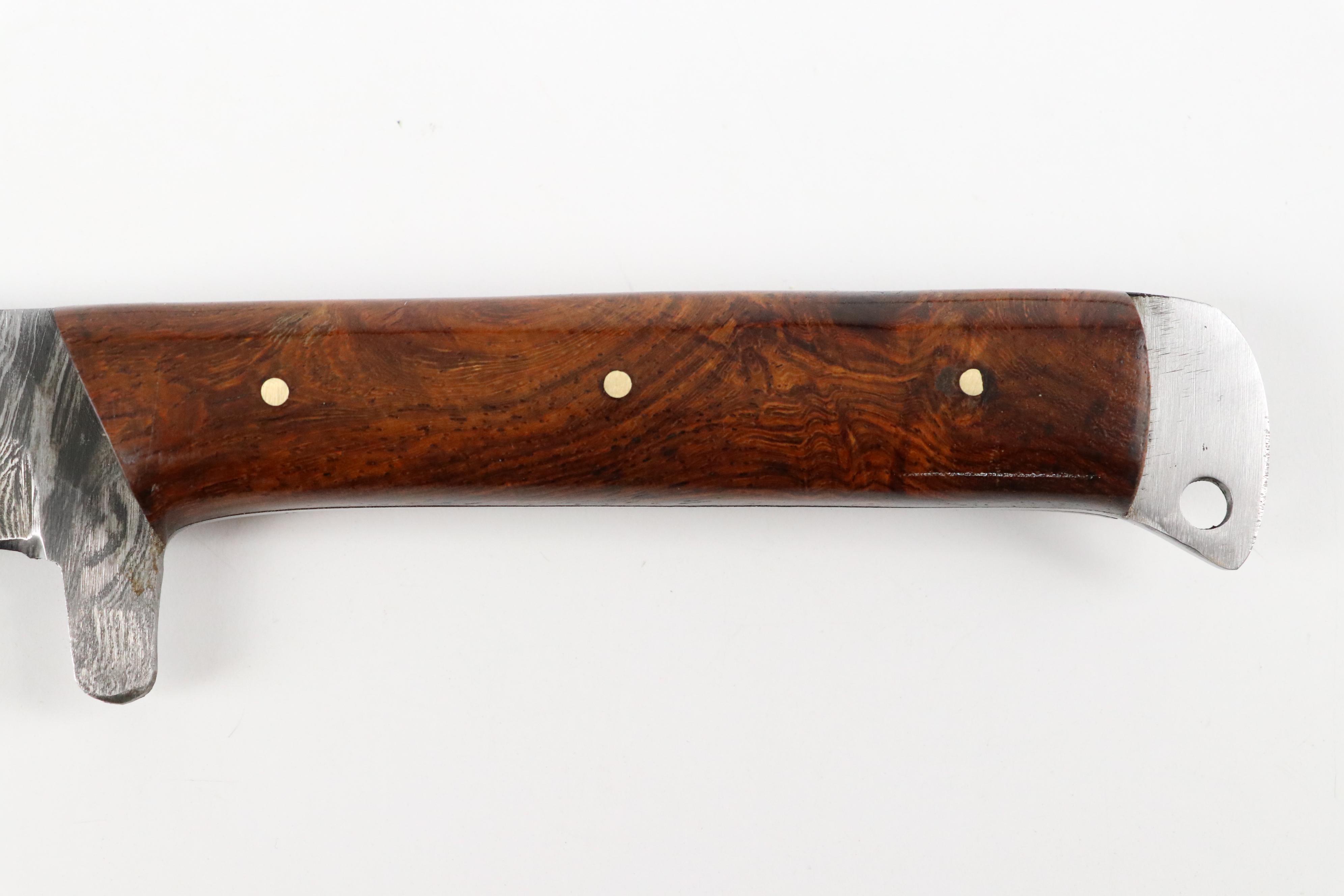 Damascus Steel Wood Handled Chef's Knife Set in Leather Knife Roll