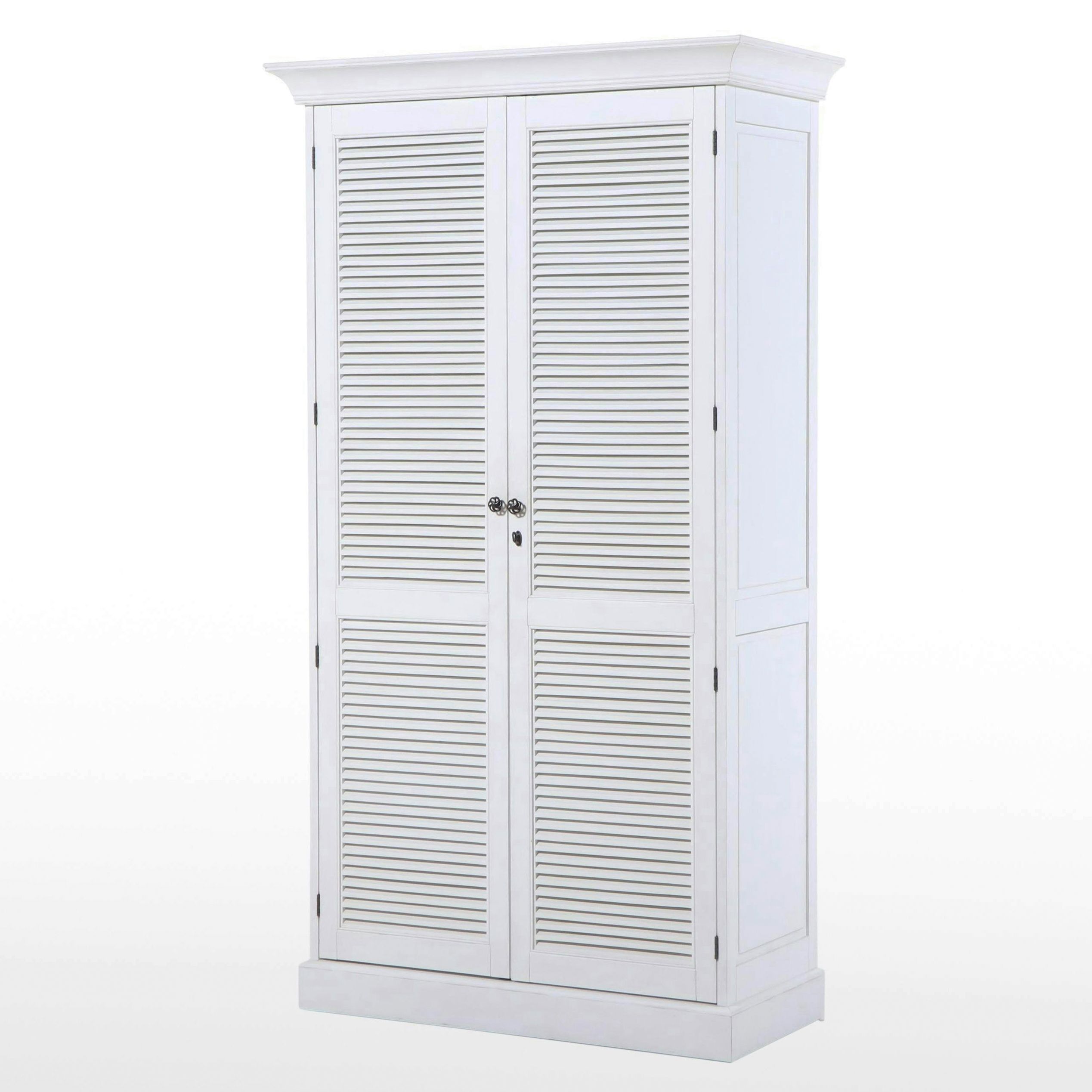 White-Painted Wardrobe with Shutter Doors