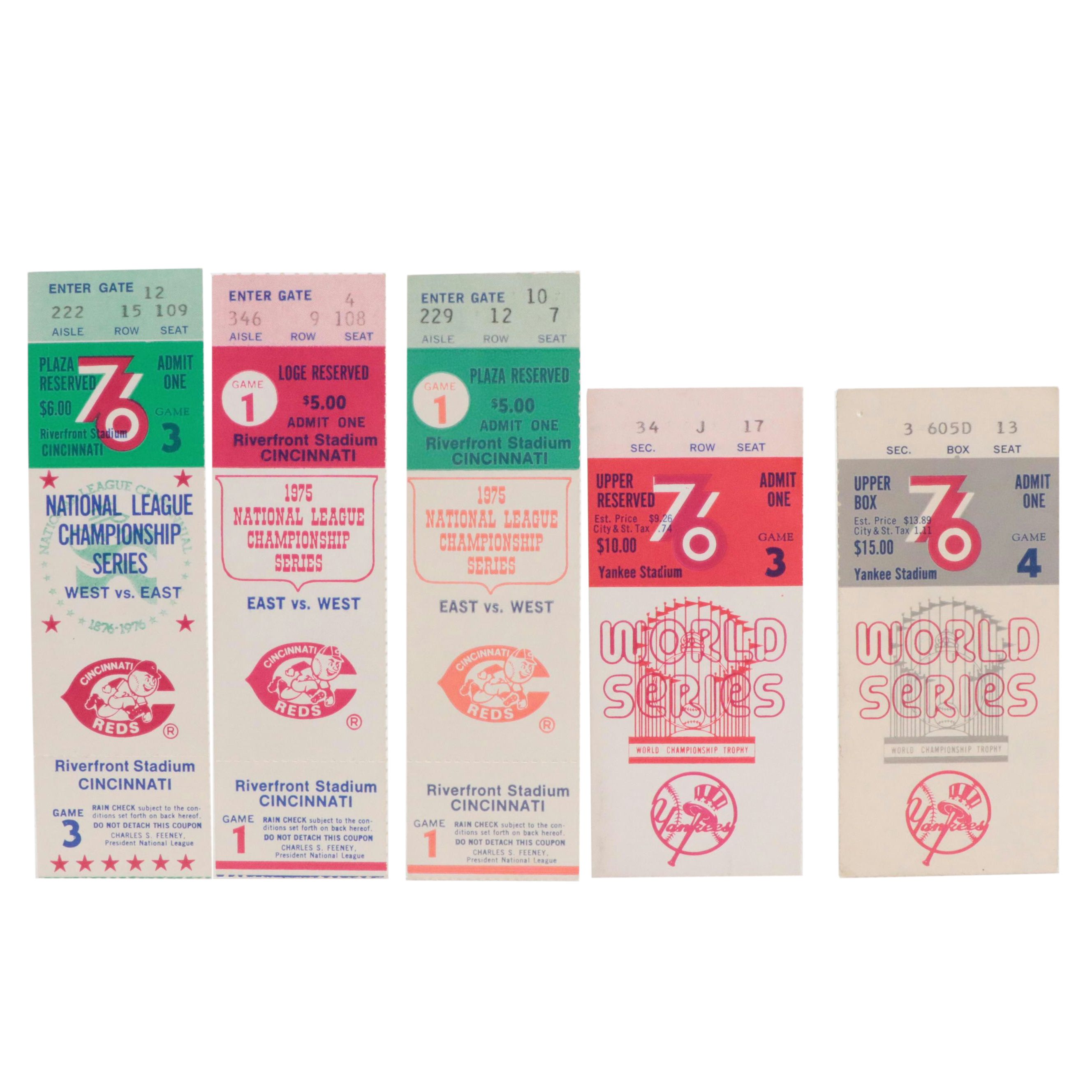 1976 World Series Reds (Champions) Vs. Yankees Ticket Stubs & More, Late 20th C