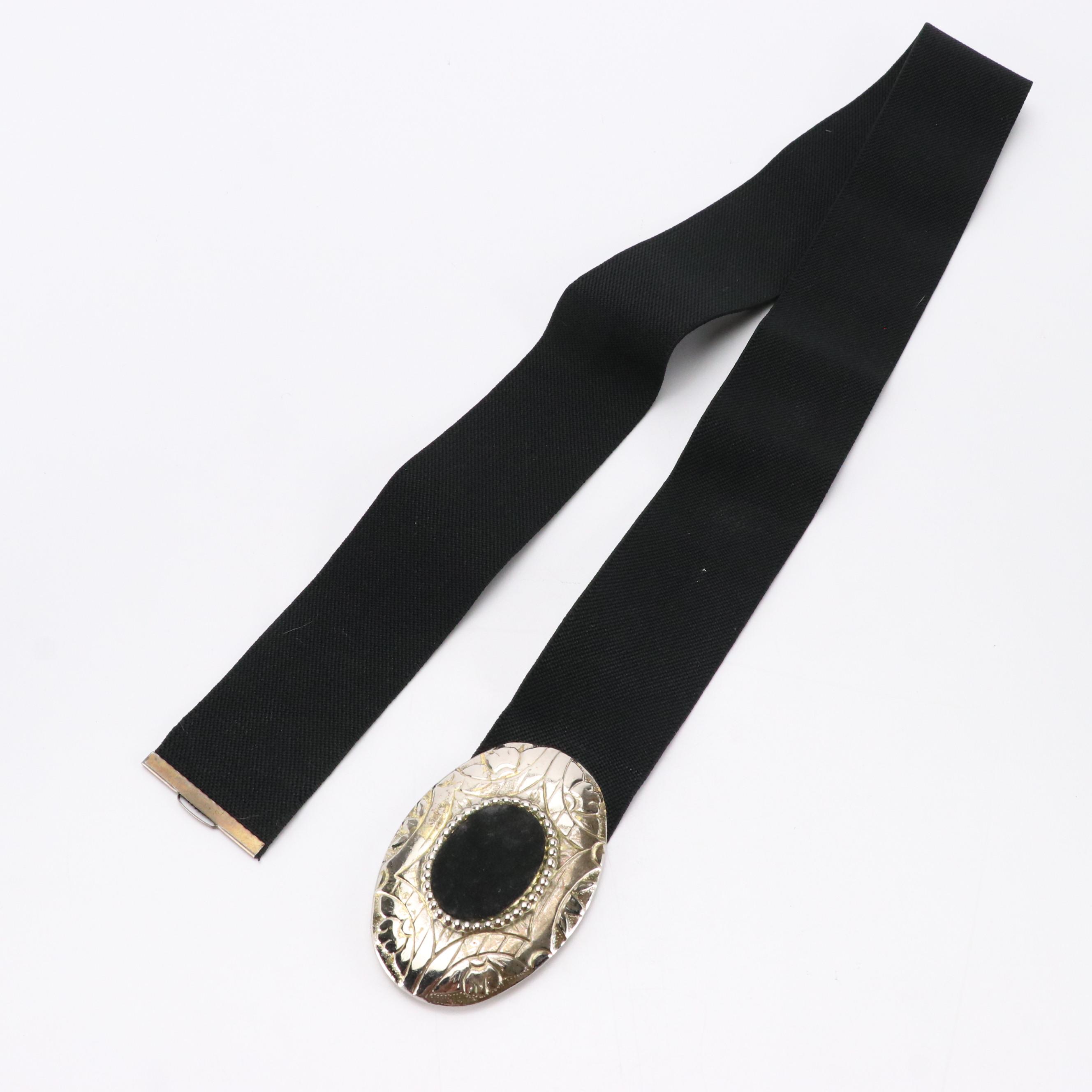 Vintage Pink Butterfly Enamel Buckle Elasticated Belt with Other Black Belt