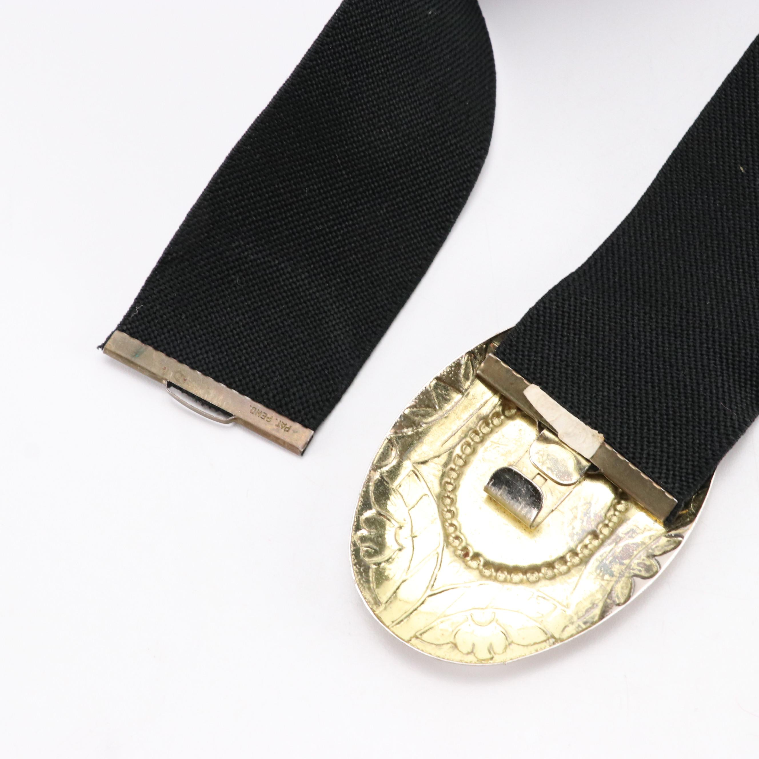 Vintage Pink Butterfly Enamel Buckle Elasticated Belt with Other Black Belt