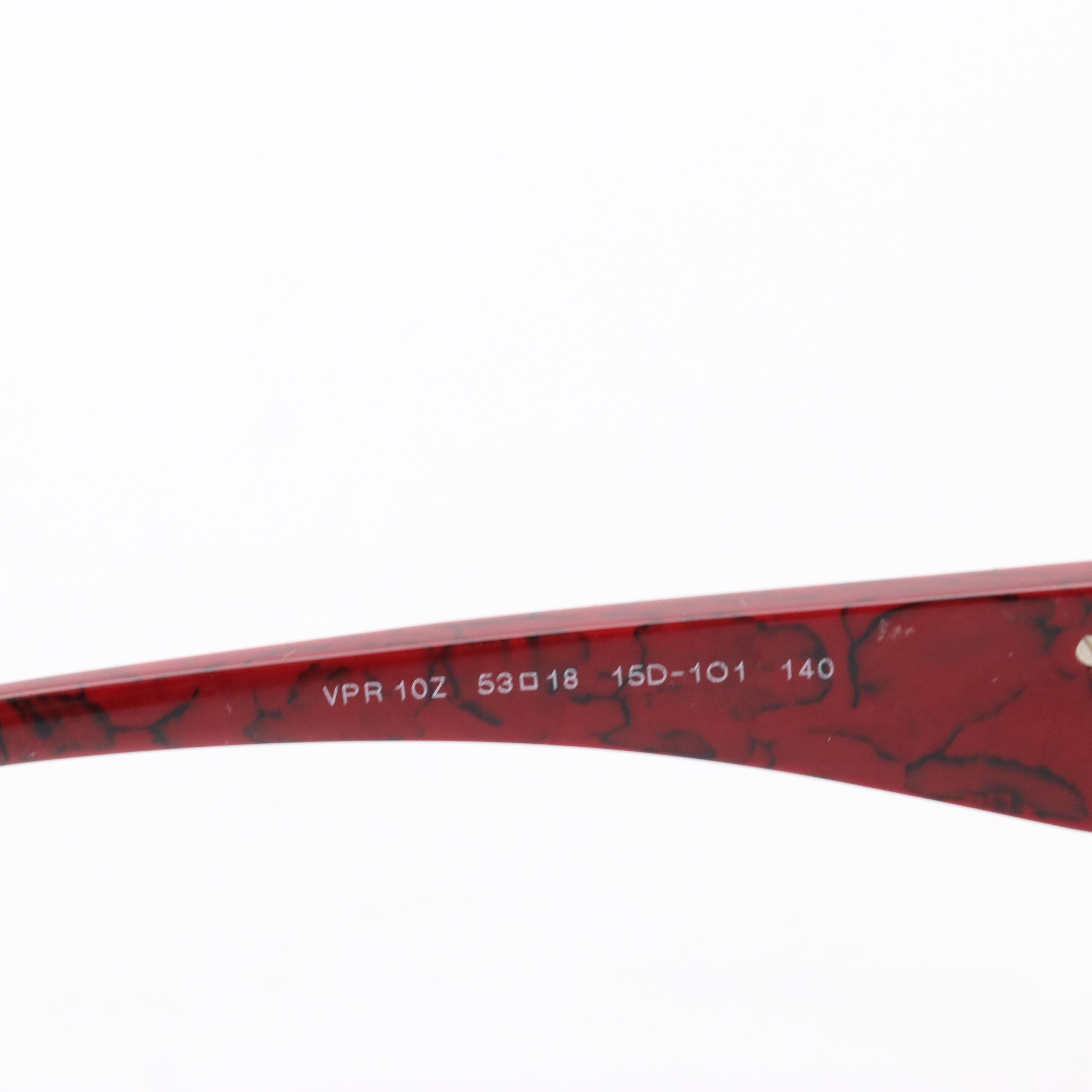 Prada Black Cat-Eye and Red Marbled Square Bifocal Eyeglasses with Case