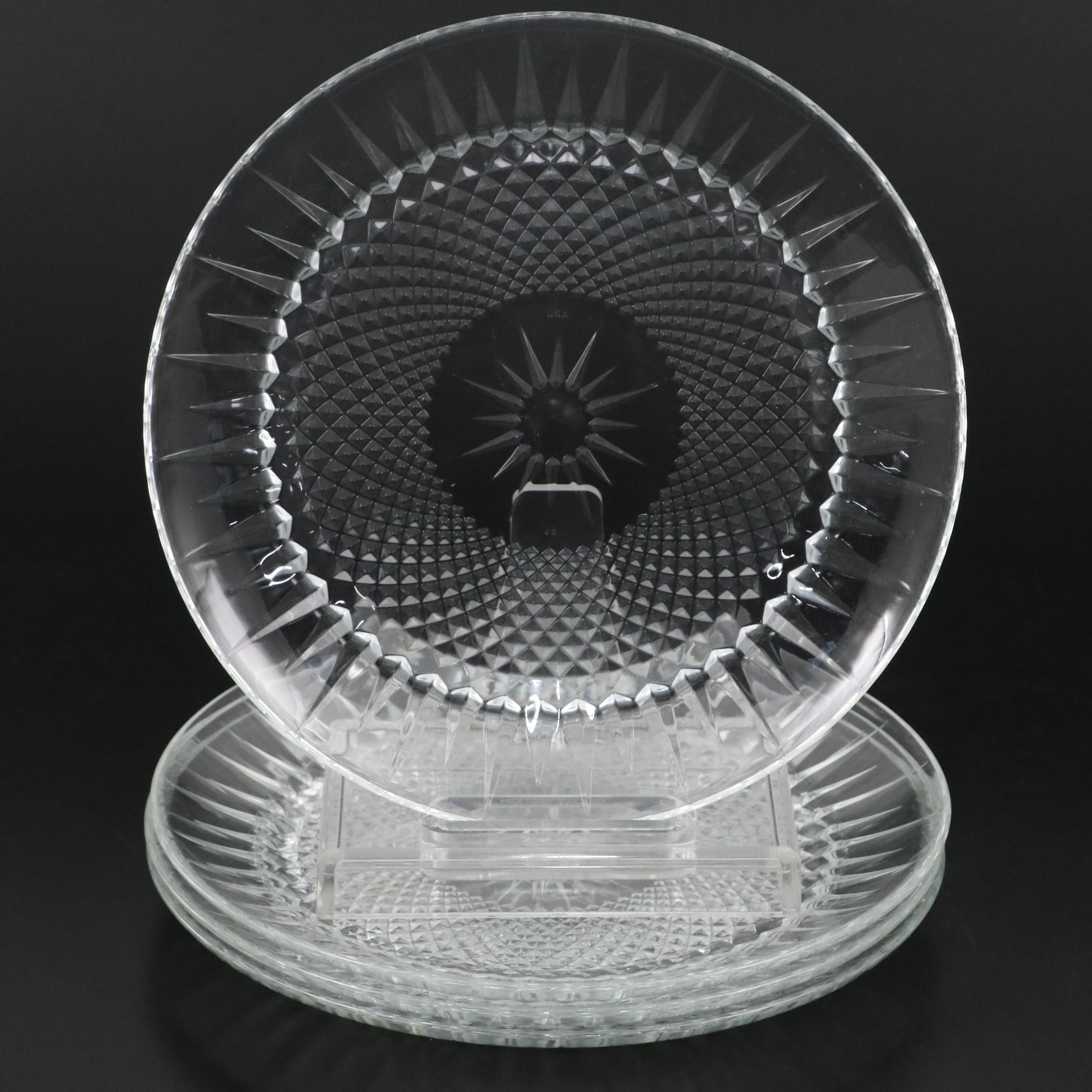 Godinger "Princess" Crystal Vase with Cristal D'Arques "Diamant" Dinner Plates