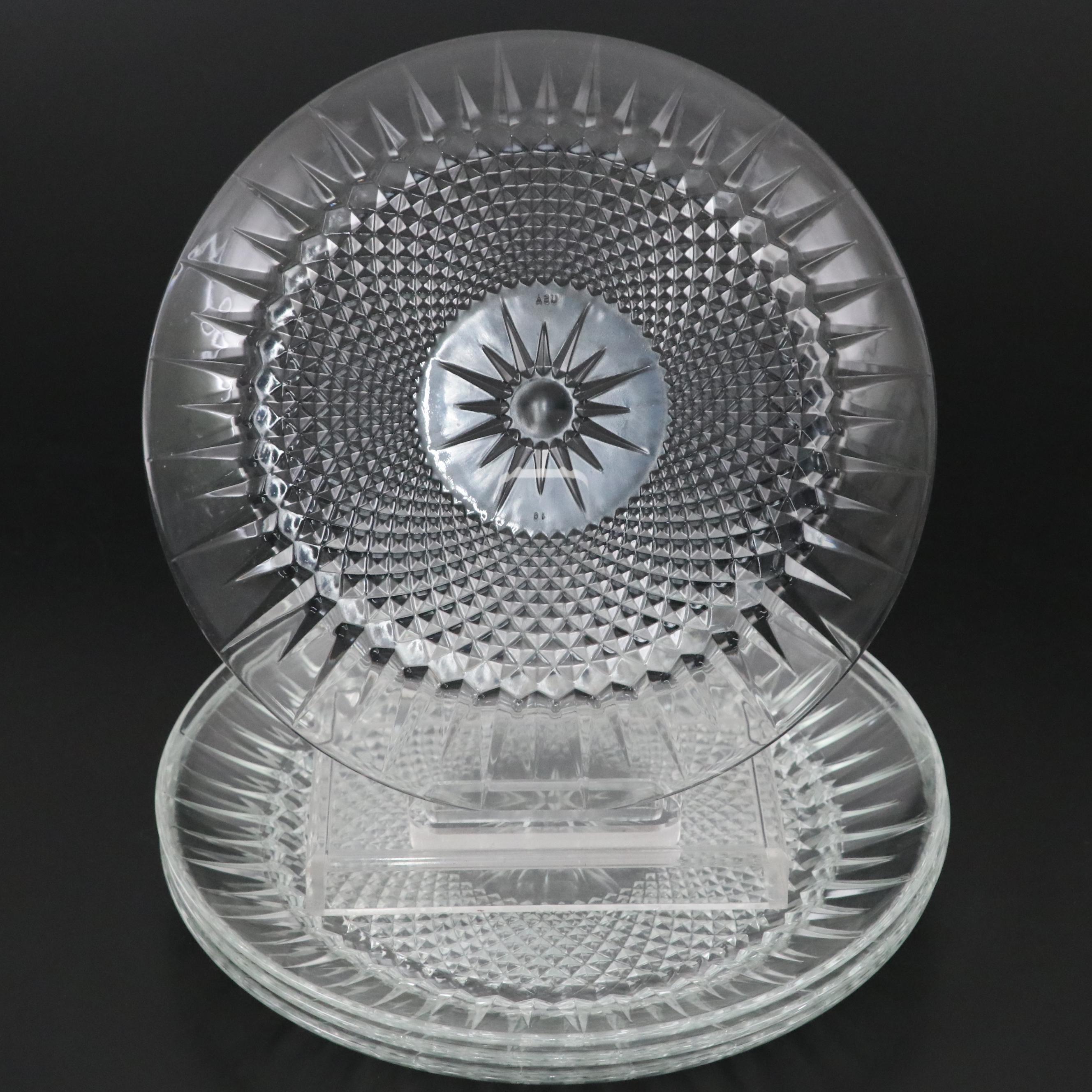 Godinger "Princess" Crystal Vase with Cristal D'Arques "Diamant" Dinner Plates
