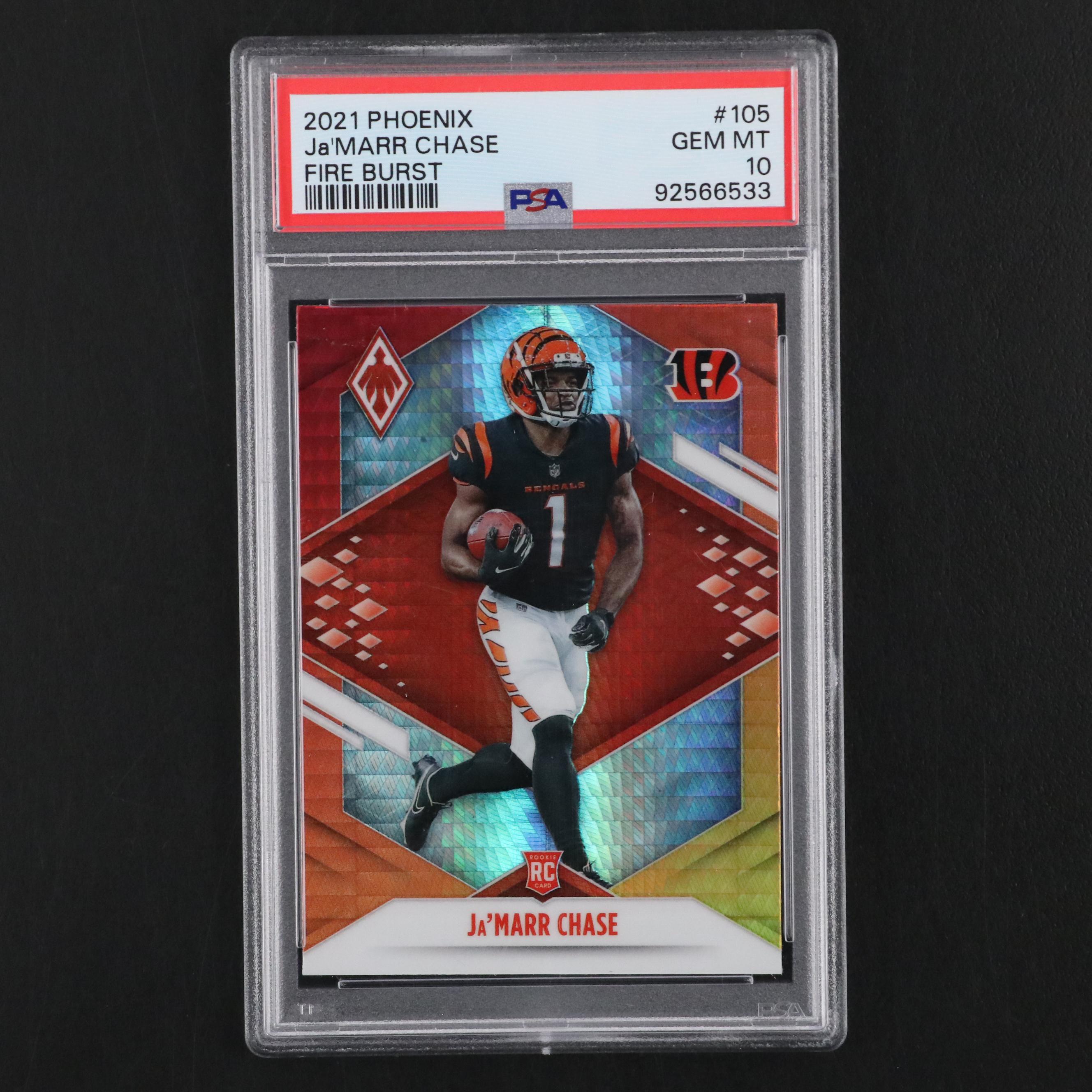 2021 Phoenix Ja’Marr Chase Rookie Fire Burst Card #105 Graded PSA 10