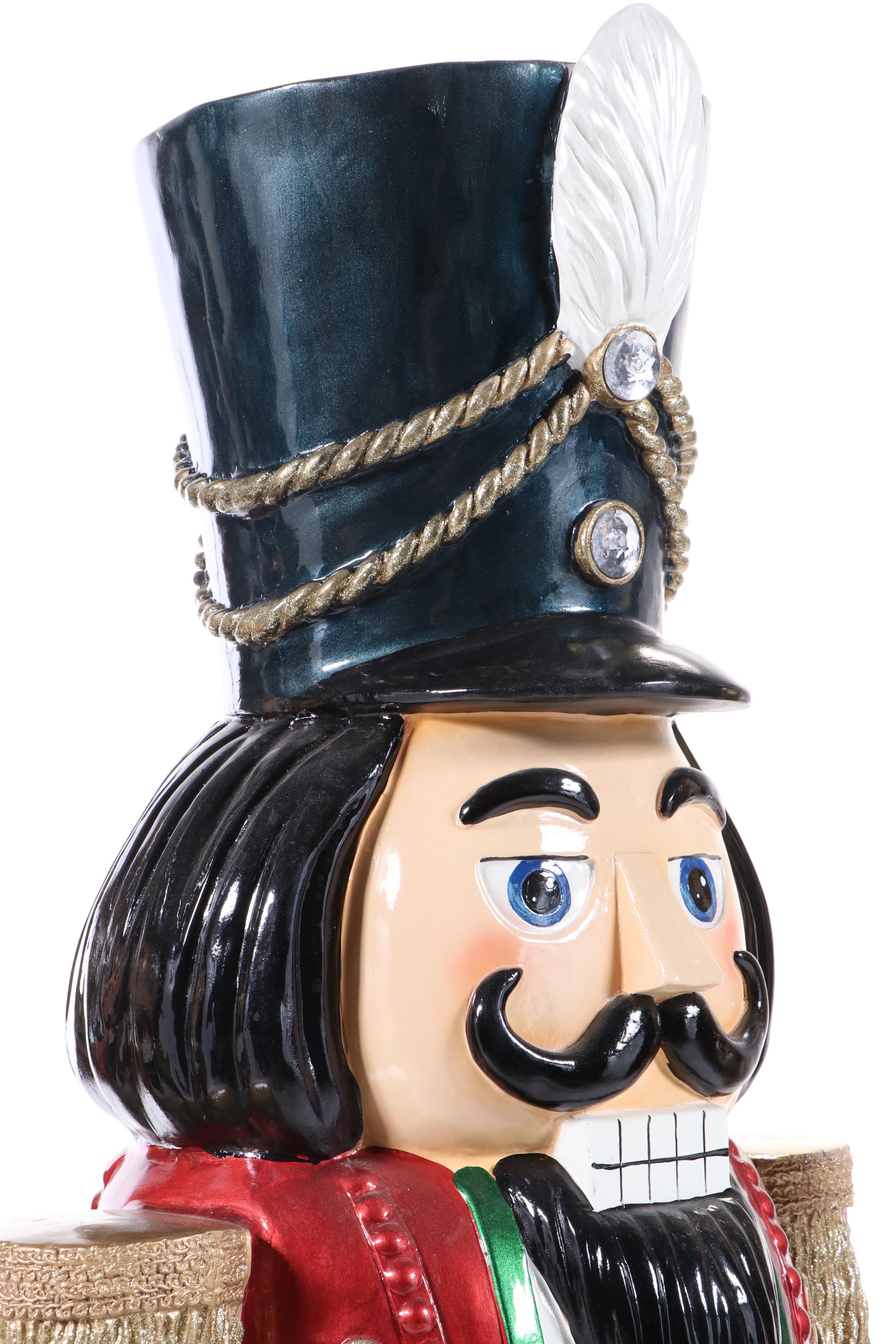 Pair of Molded and Painted Fiberglass Illuminated Life-Size Nutcracker Statues