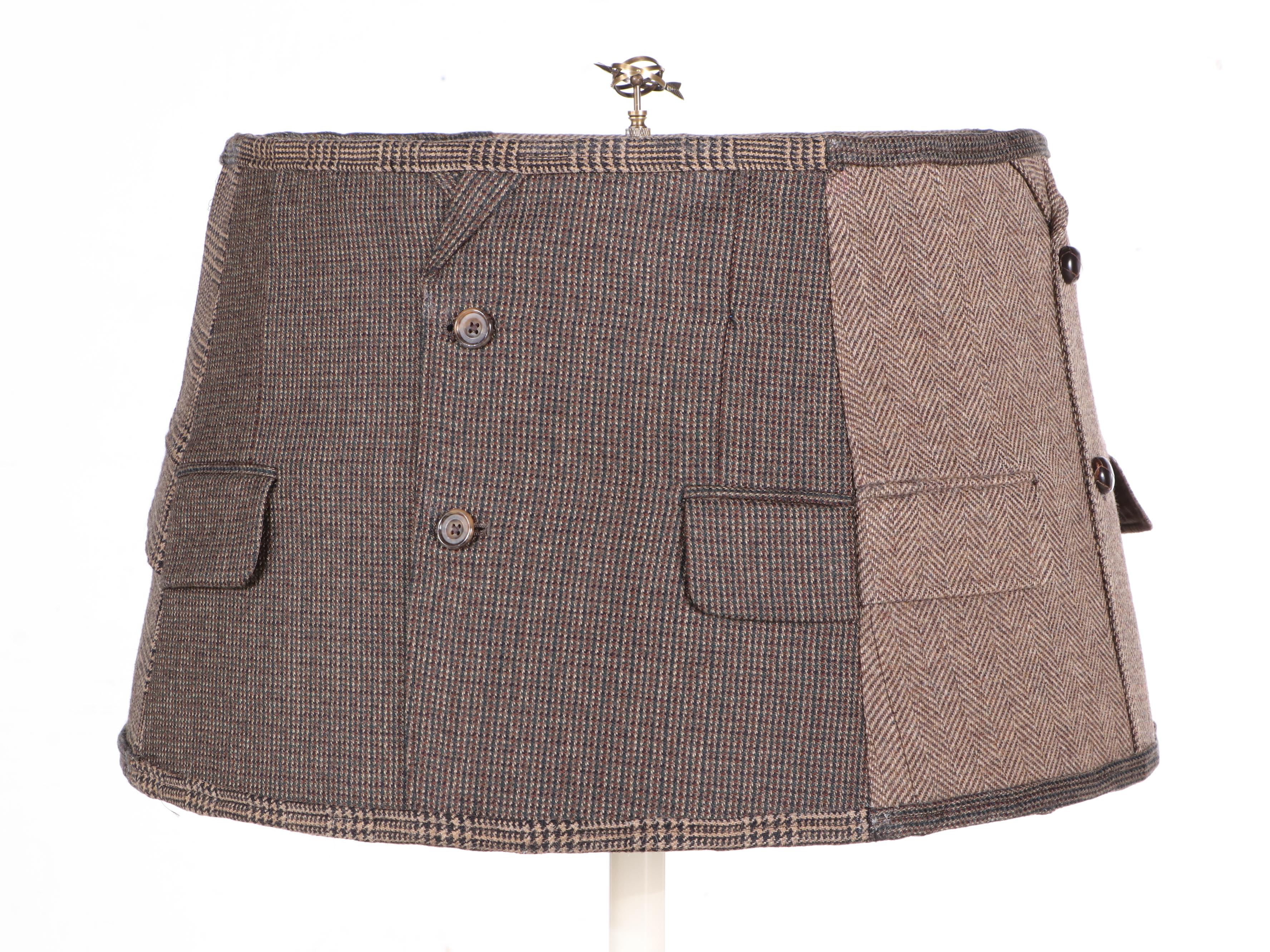 * "Suited For Travel" Repurposed Floor Lamp with Menswear Wool Lampshade