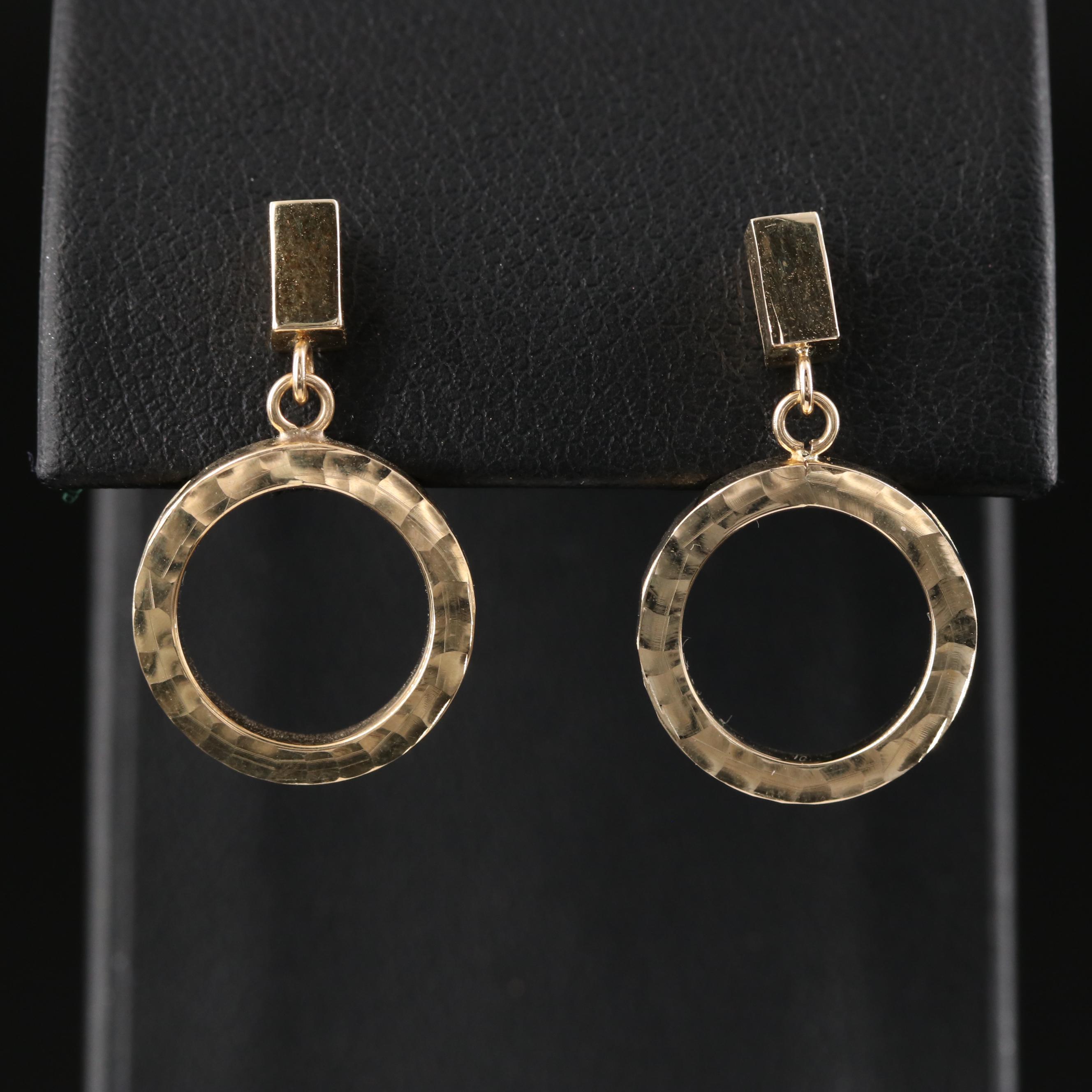 Italian 14K Circle Drop Earrings