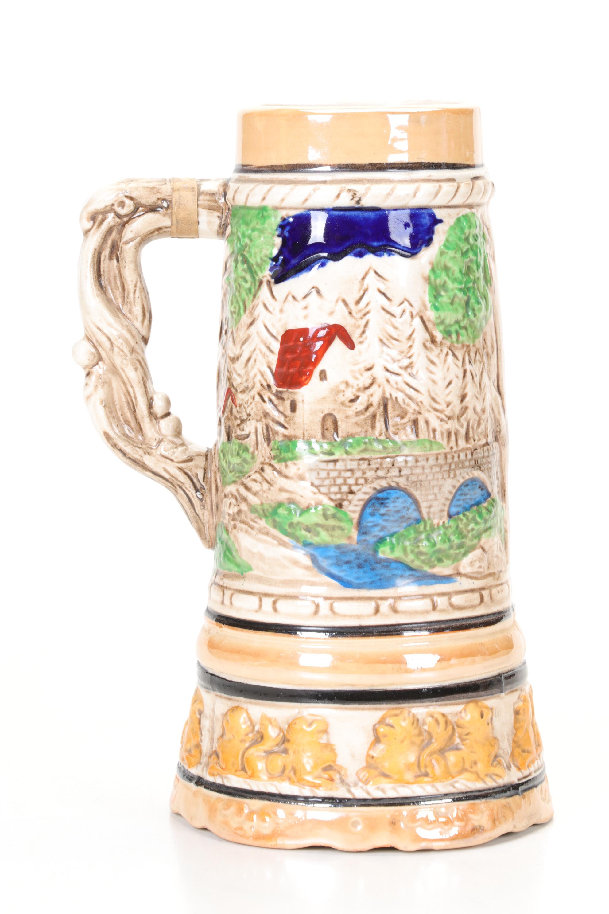 Paid of Hand-Painted German Beer Steins