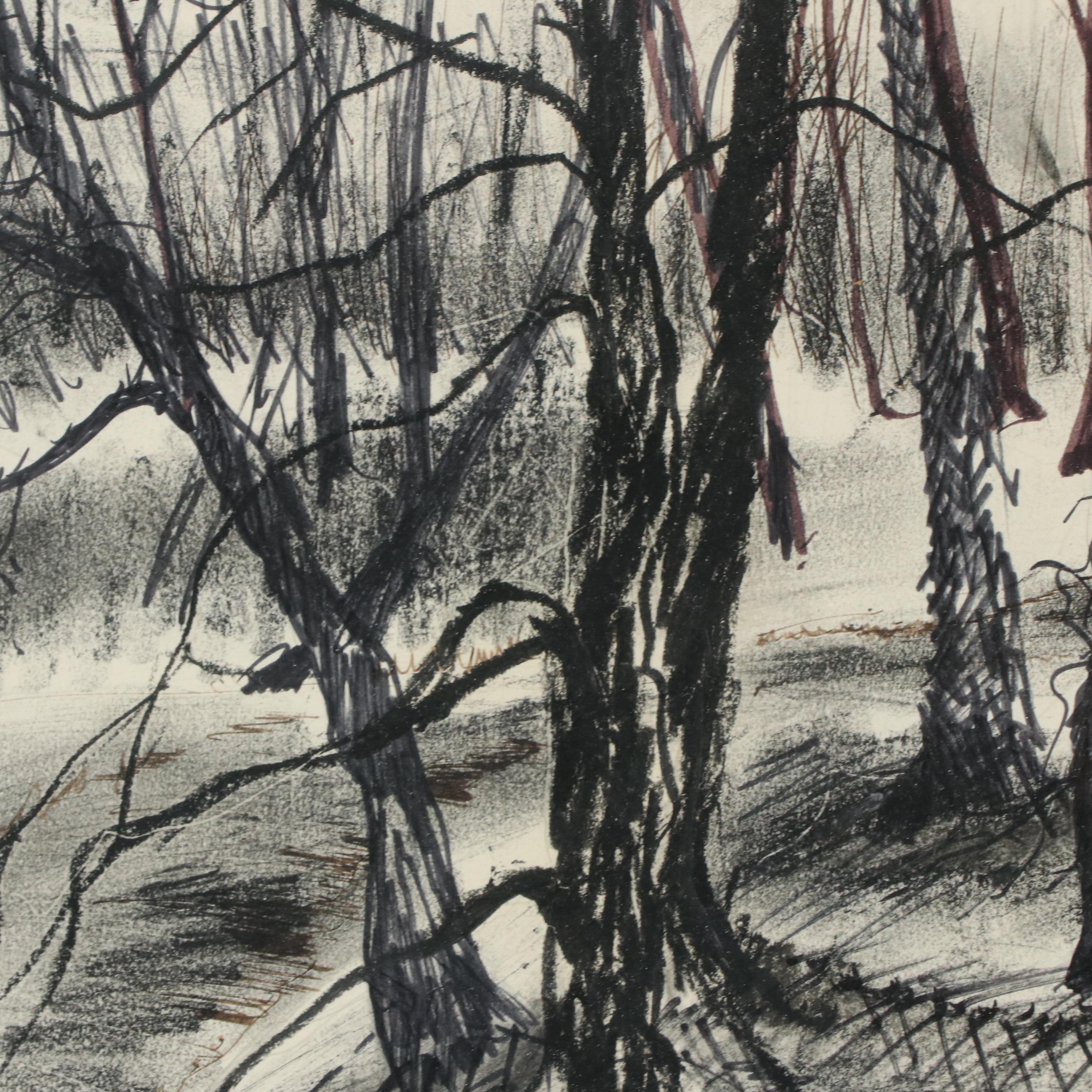 Landscape Mixed Media Drawing, 1980 Everything But The House