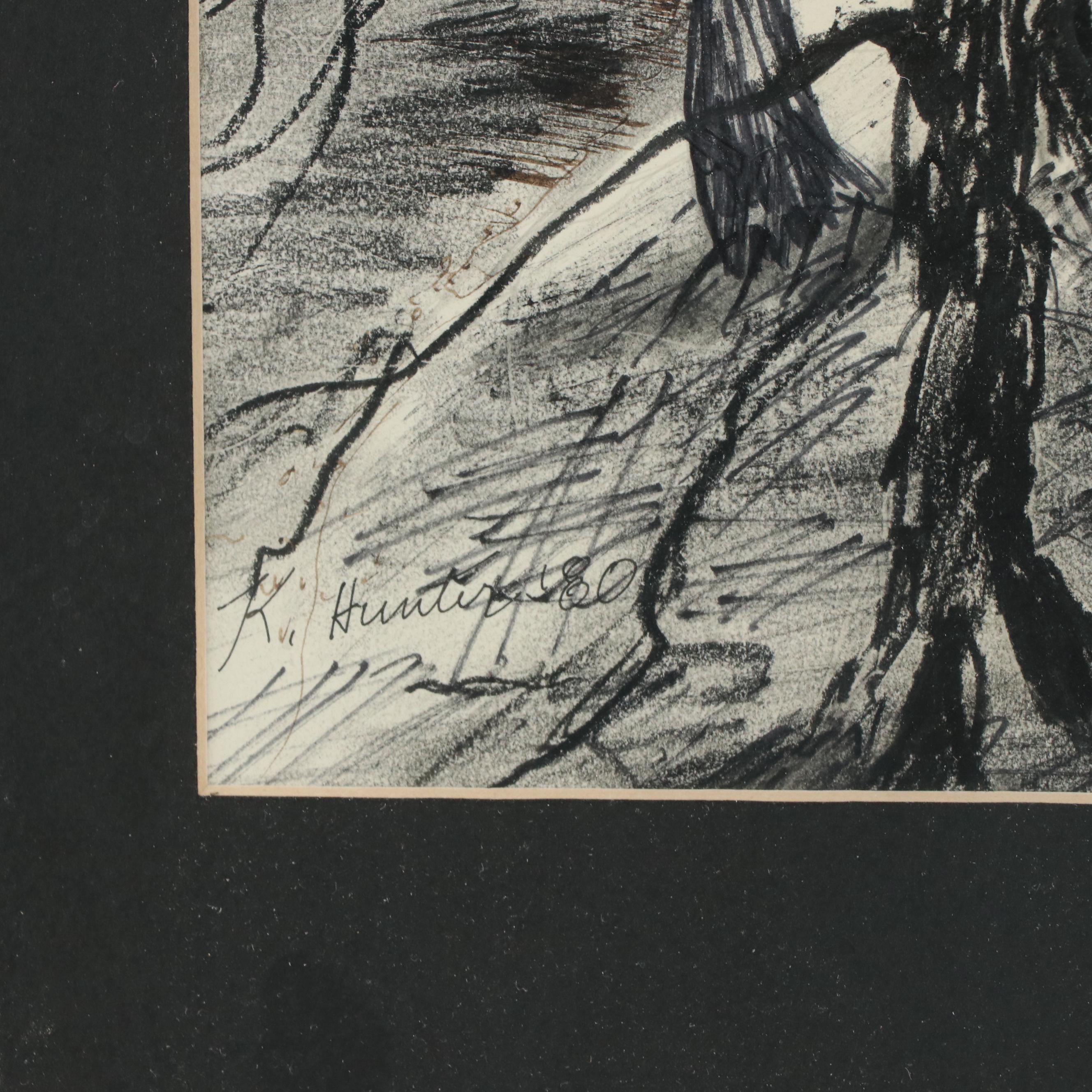 Landscape Mixed Media Drawing, 1980