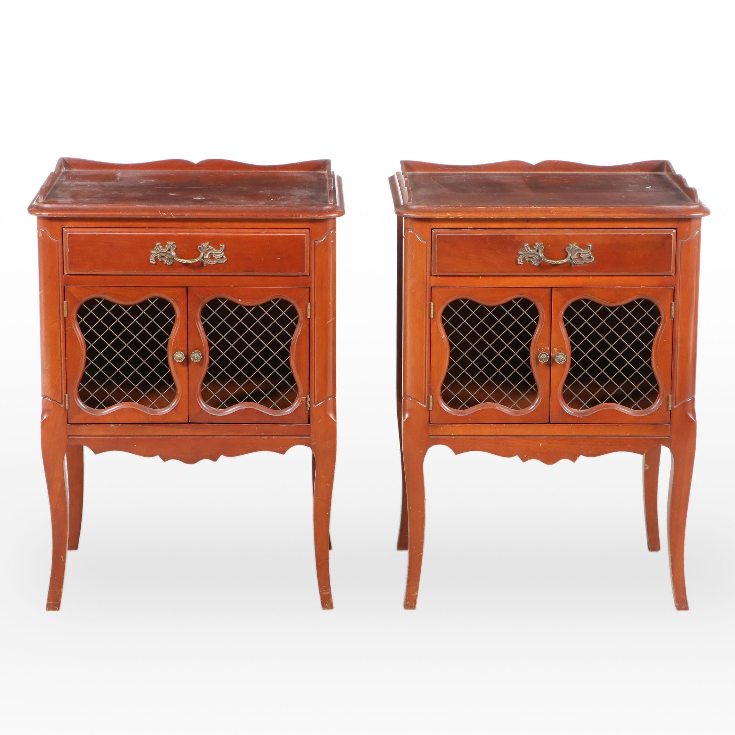 Pair of Sherwood French Provincial Style Cherrywood Nightstands