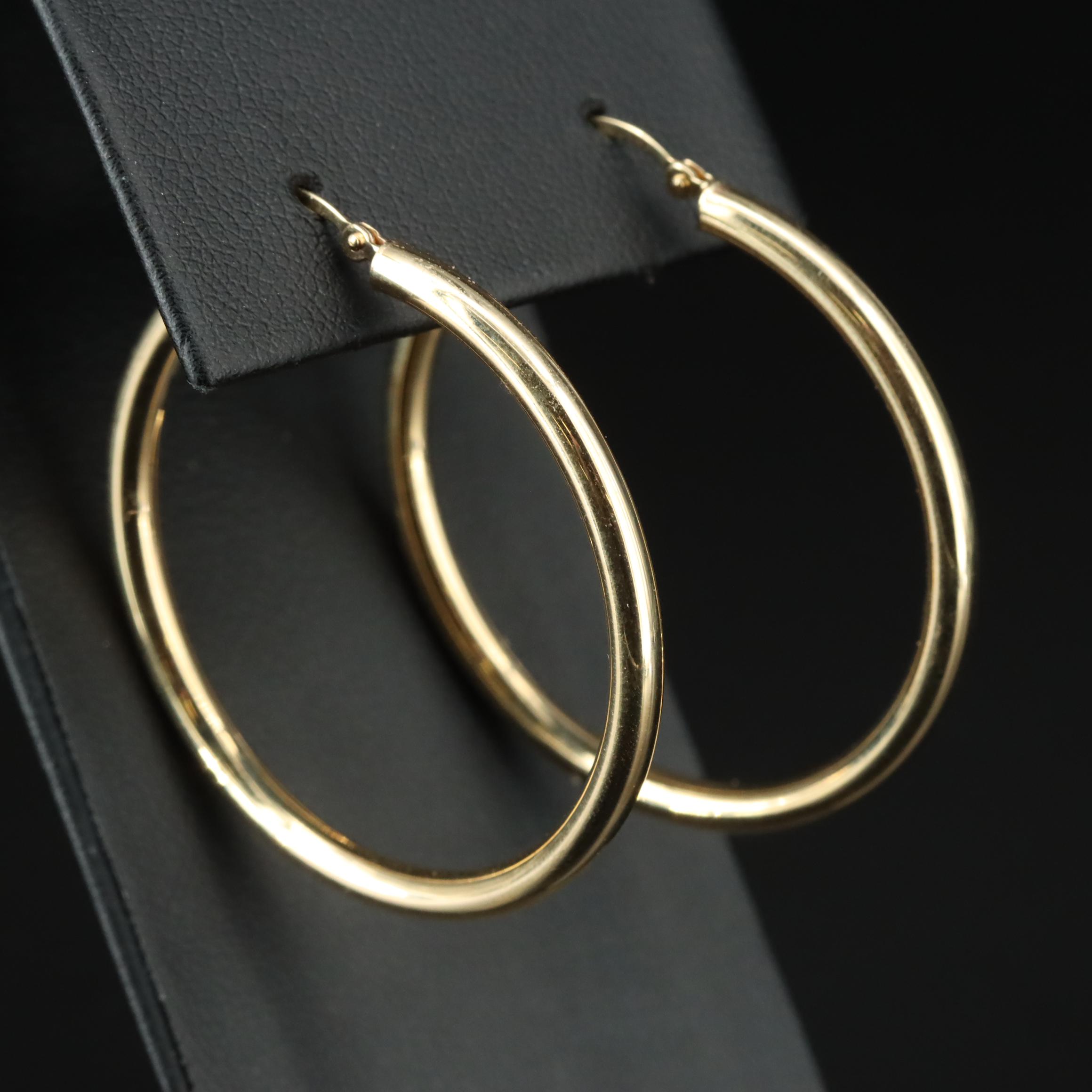 14K Cylindrical Hoop Earrings