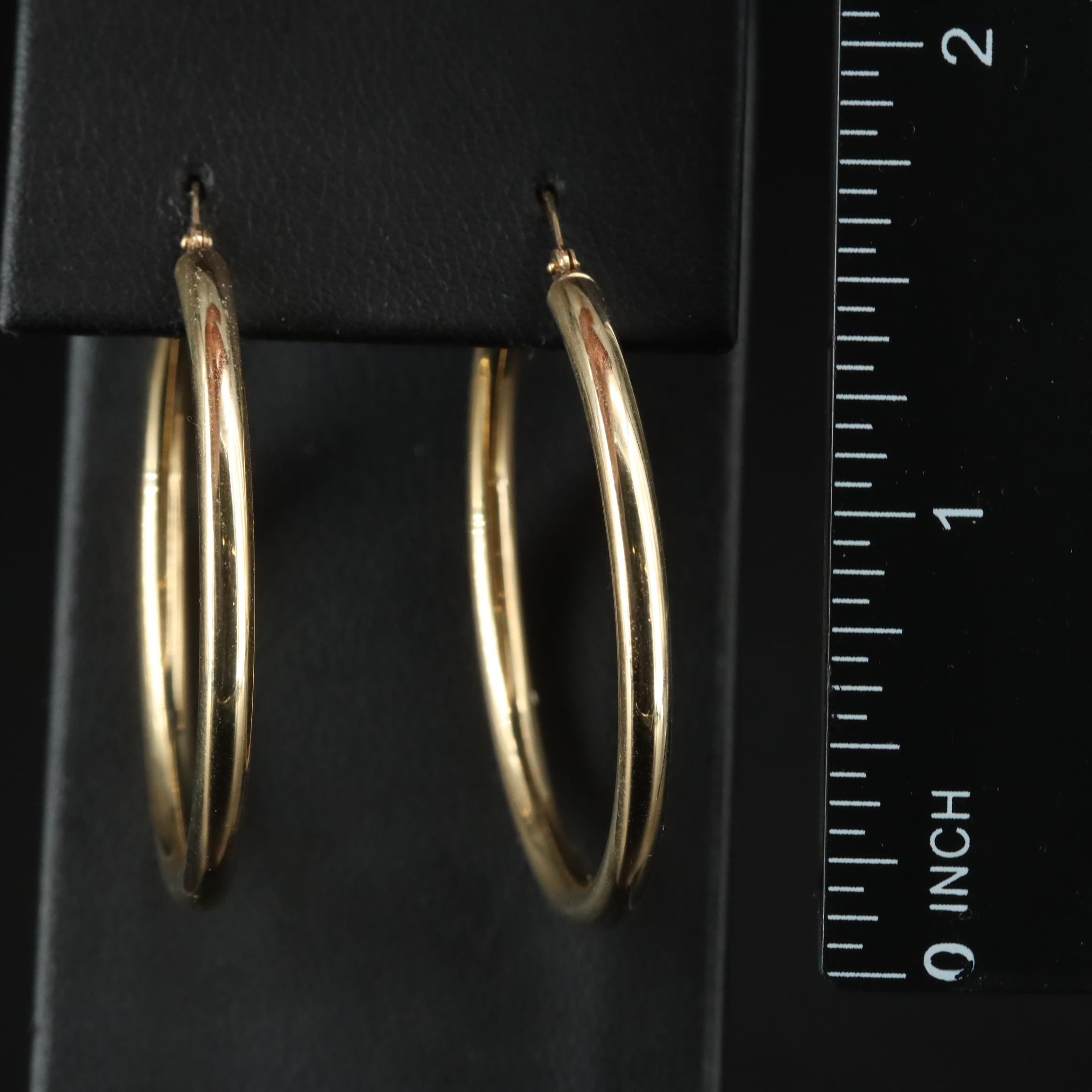 14K Cylindrical Hoop Earrings