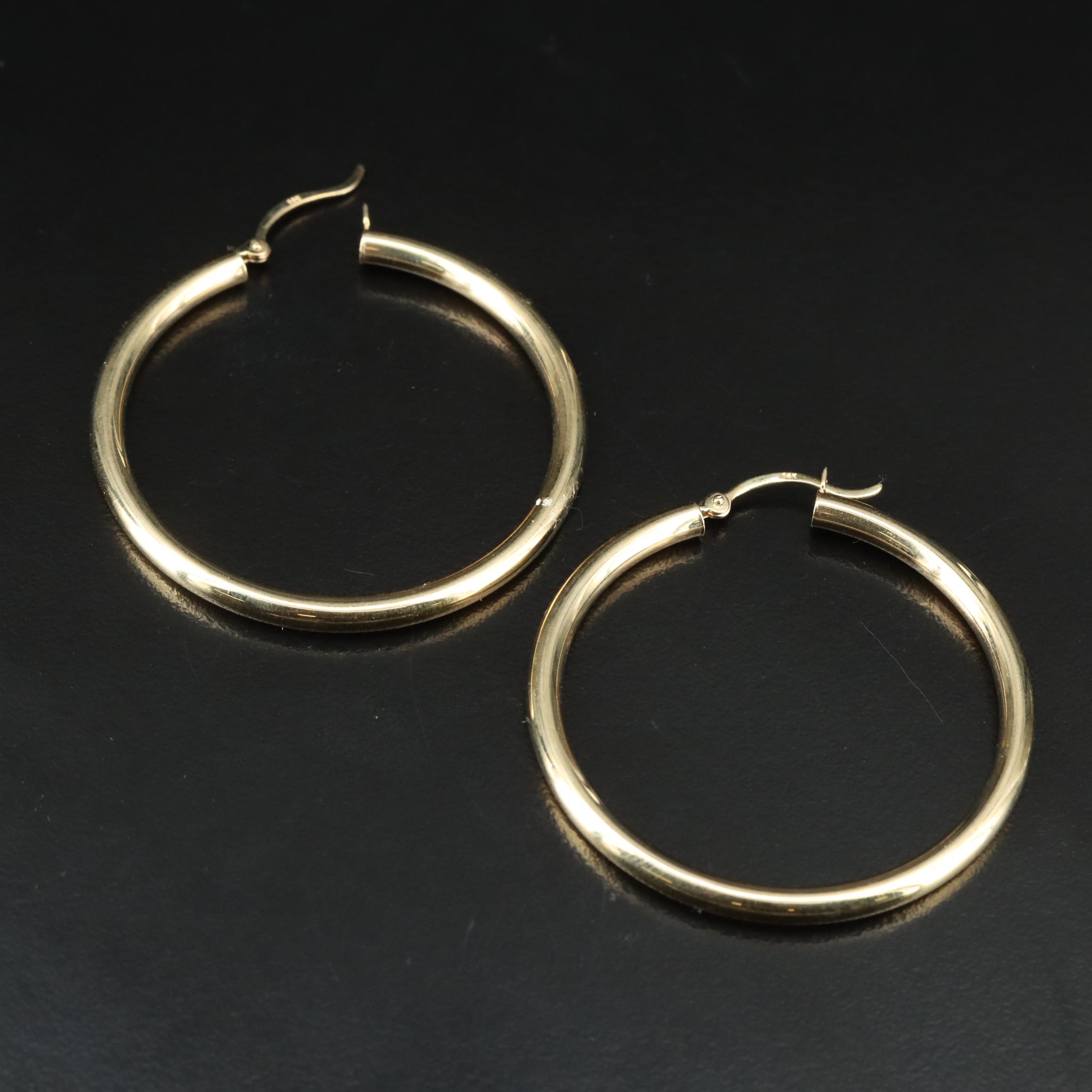 14K Cylindrical Hoop Earrings