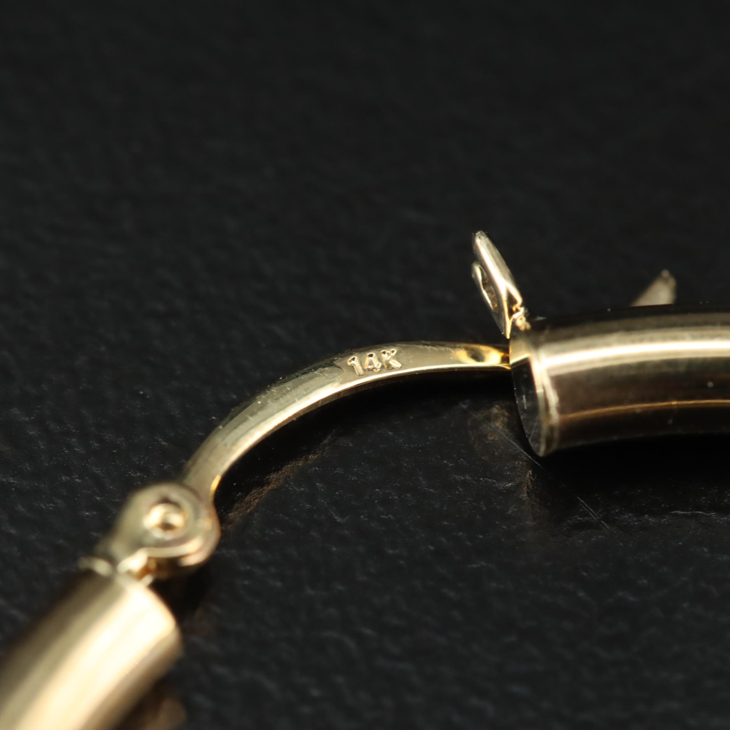 14K Cylindrical Hoop Earrings