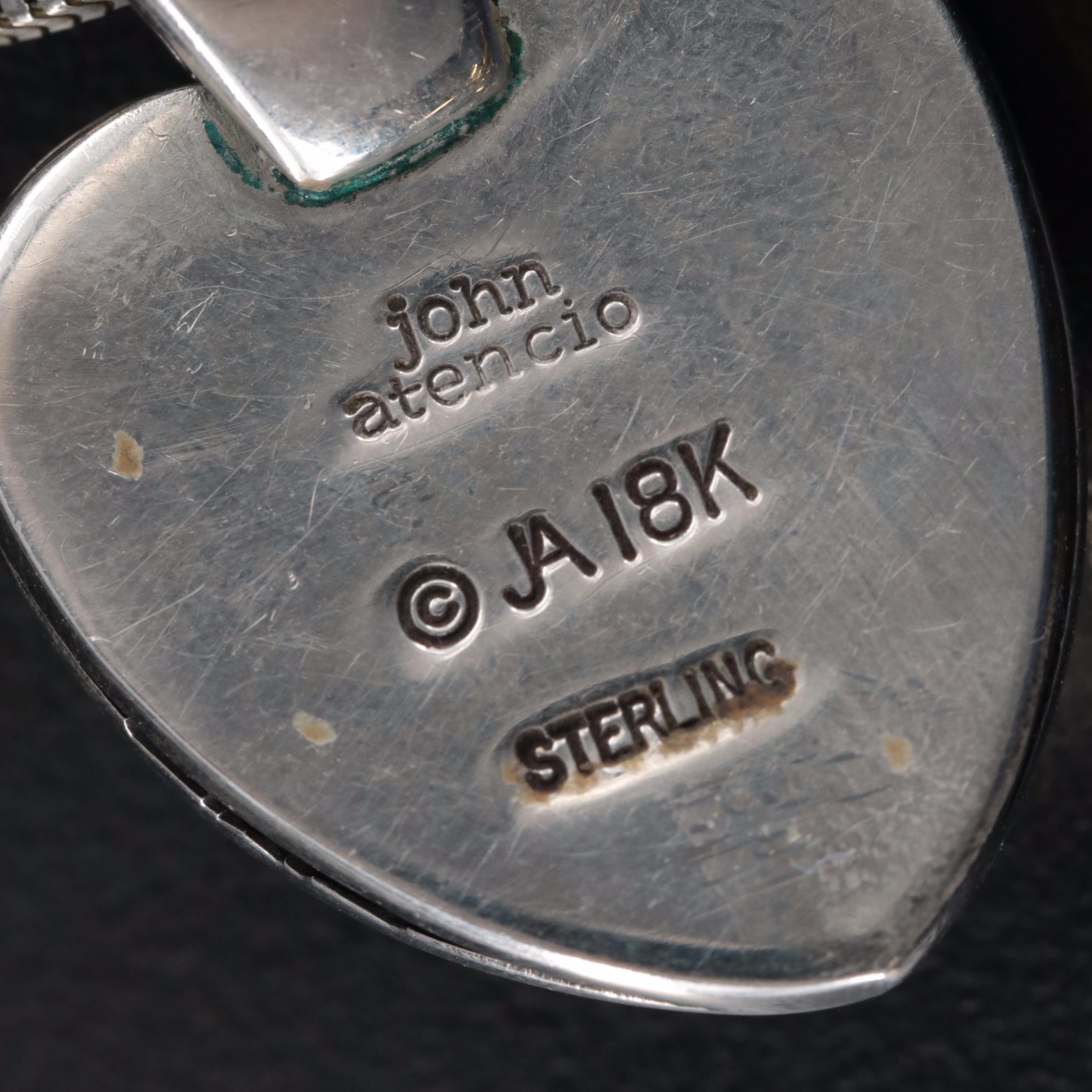 John Atencio Sterling Heart Pendant with 18K Accent on Snake Chain