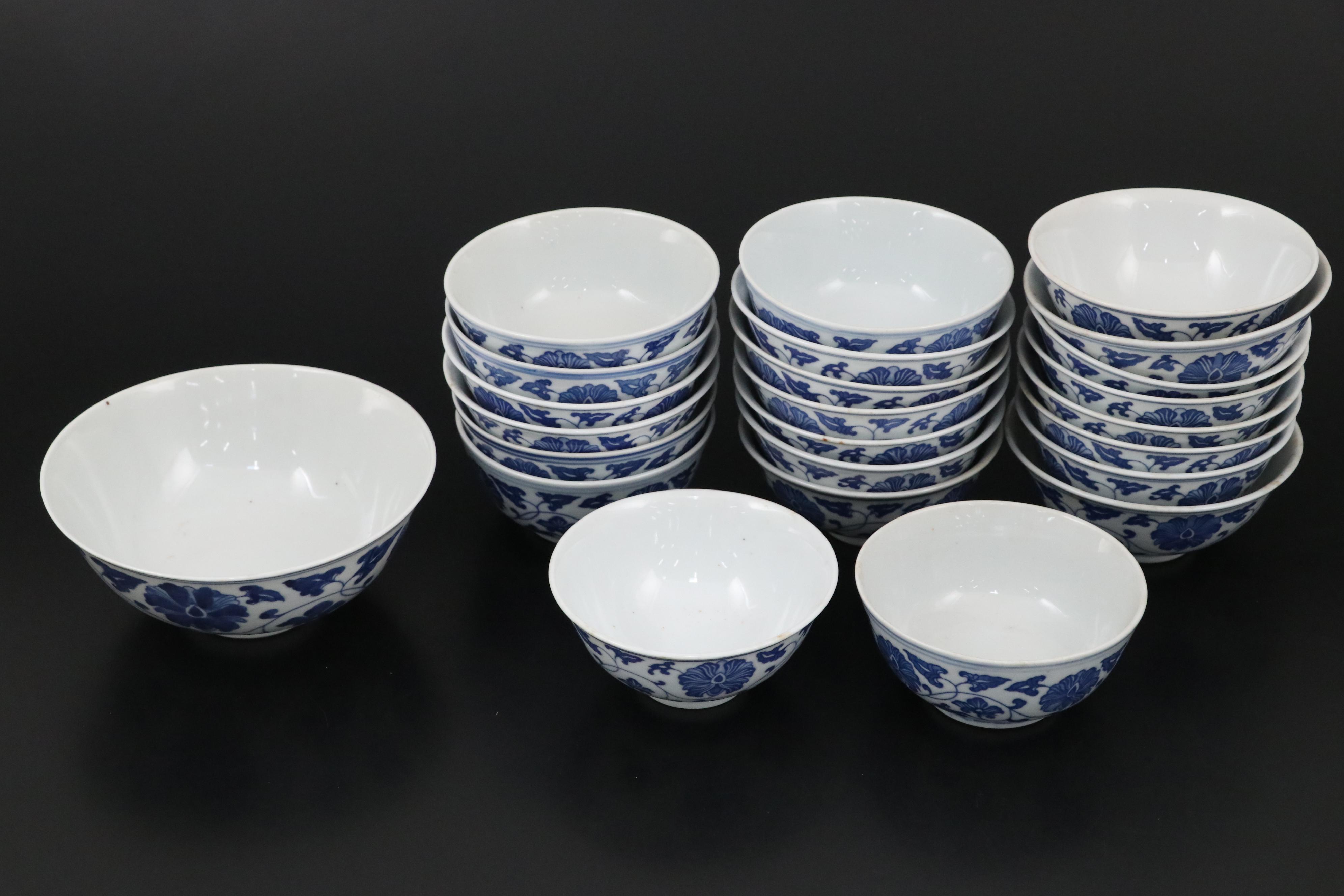 Chinese Blue and White Ceramic Rice Bowls, Sauce Bowls and More