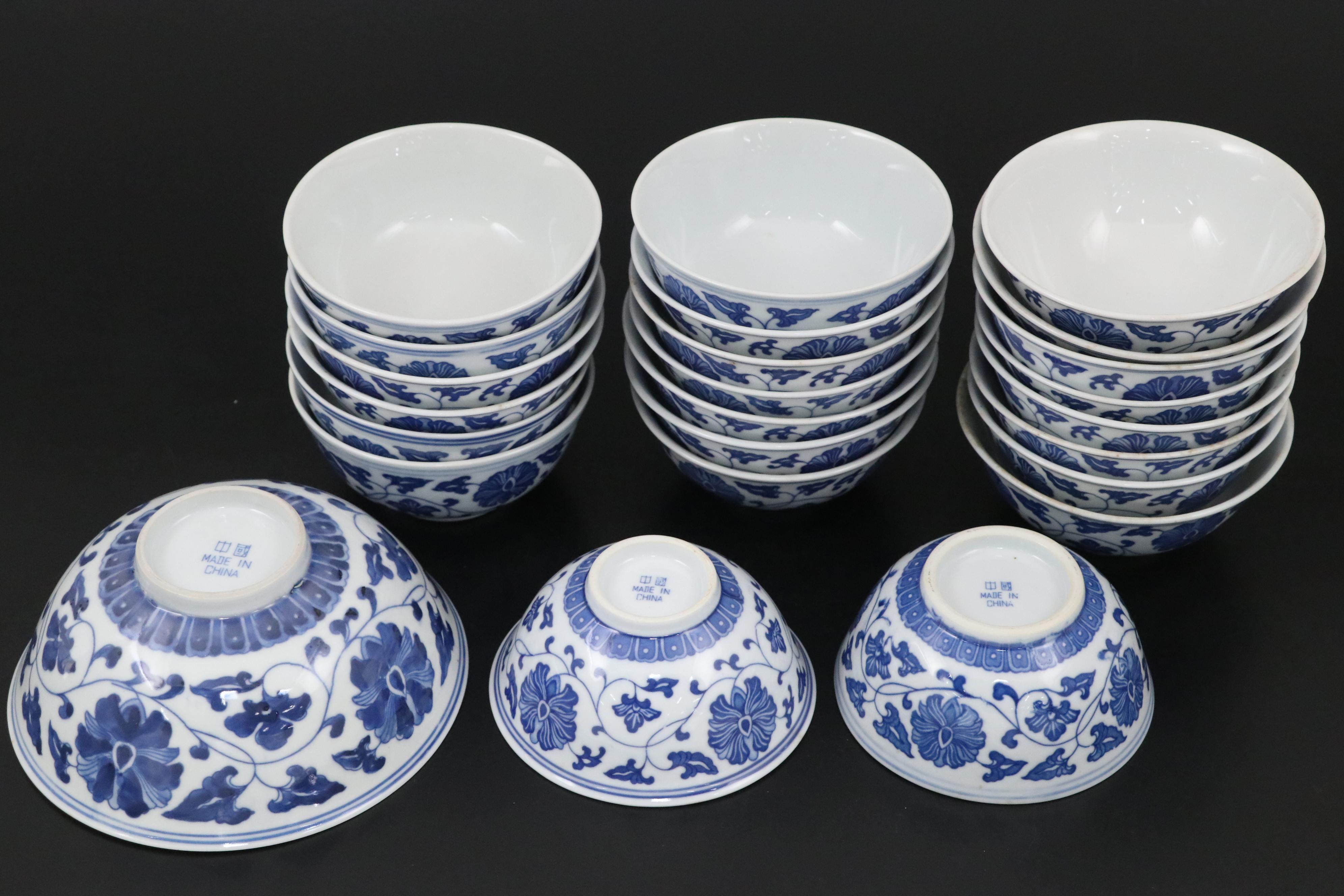 Chinese Blue and White Ceramic Rice Bowls, Sauce Bowls and More
