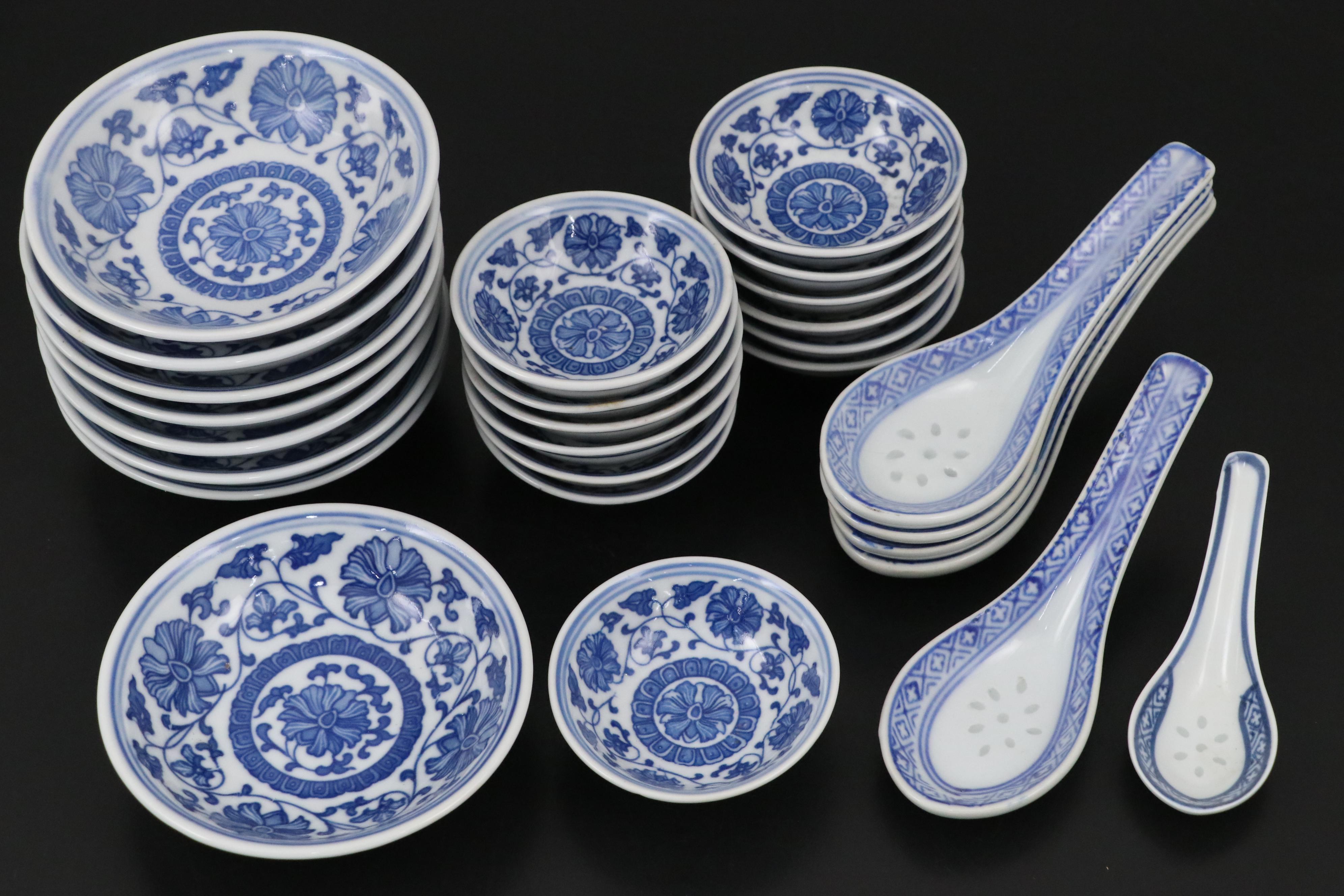 Chinese Blue and White Ceramic Rice Bowls, Sauce Bowls and More