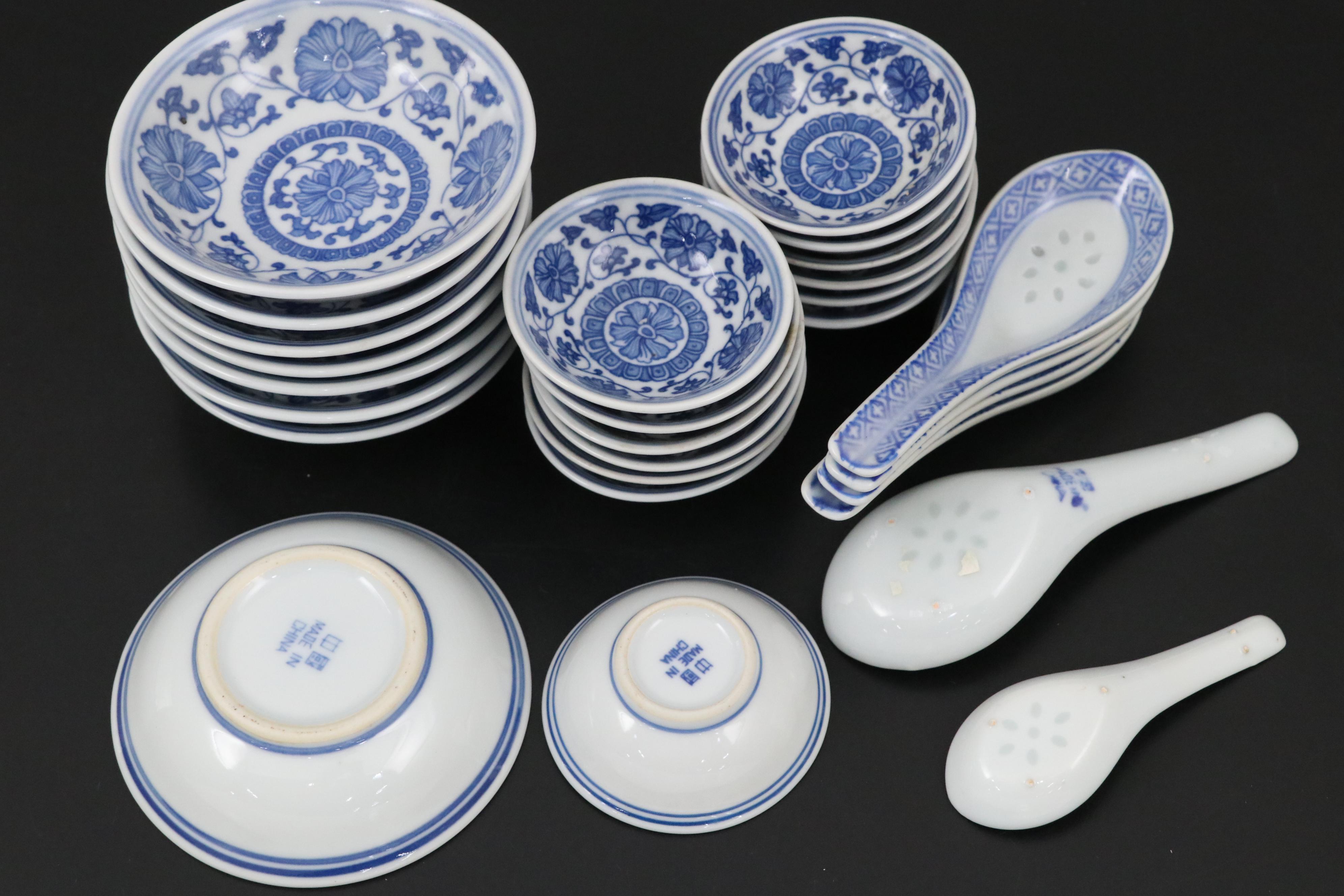 Chinese Blue and White Ceramic Rice Bowls, Sauce Bowls and More