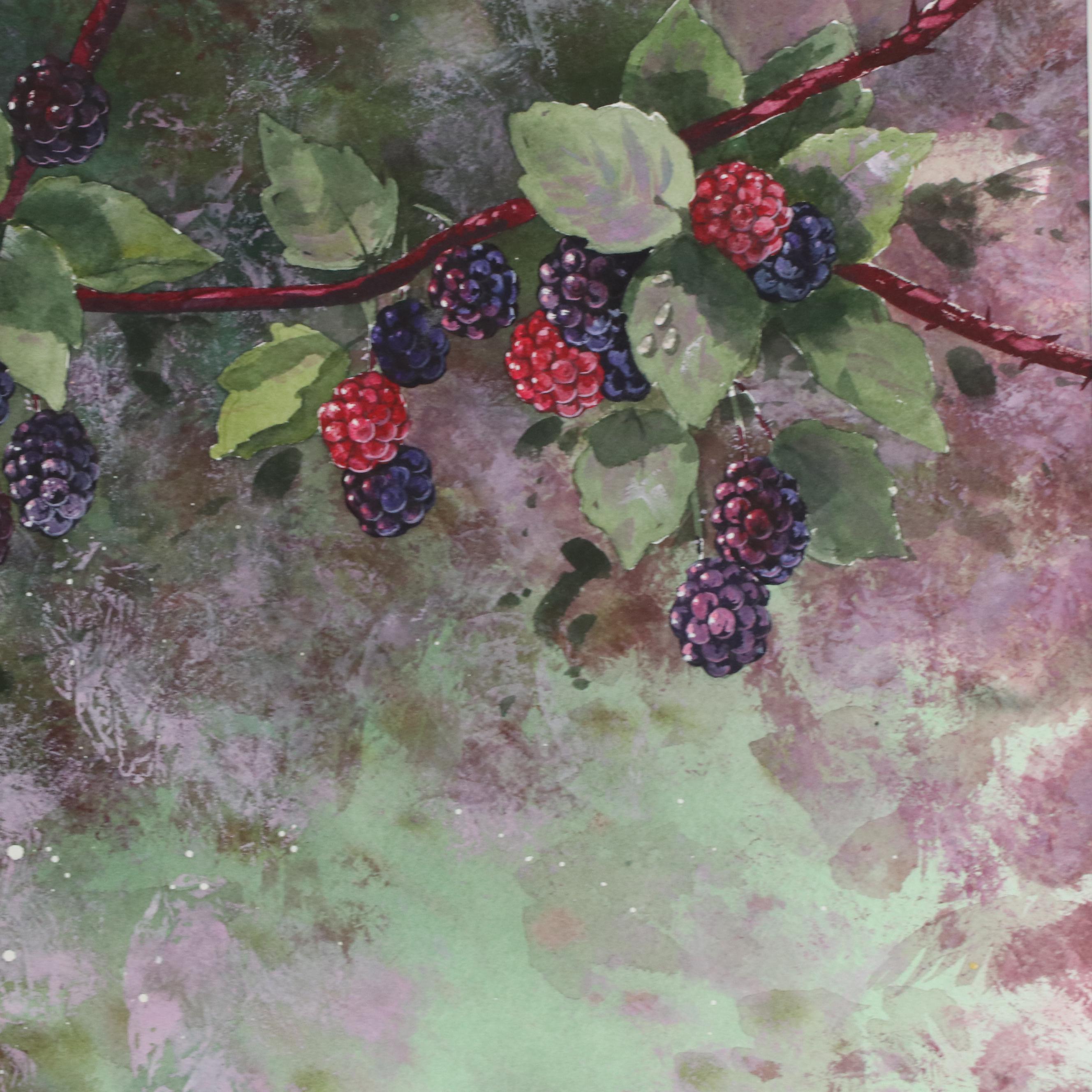 David P. Atkins Watercolor Painting "Secret Berry Patch," 21st Century