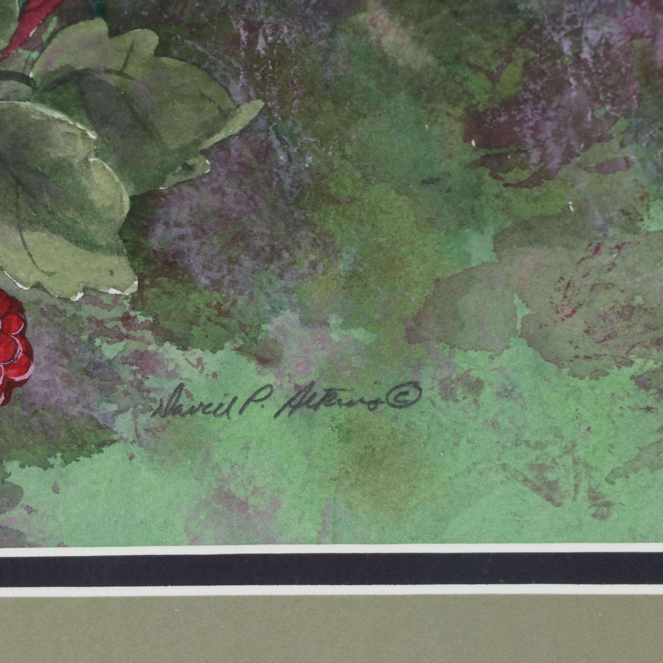 David P. Atkins Watercolor Painting "Secret Berry Patch," 21st Century