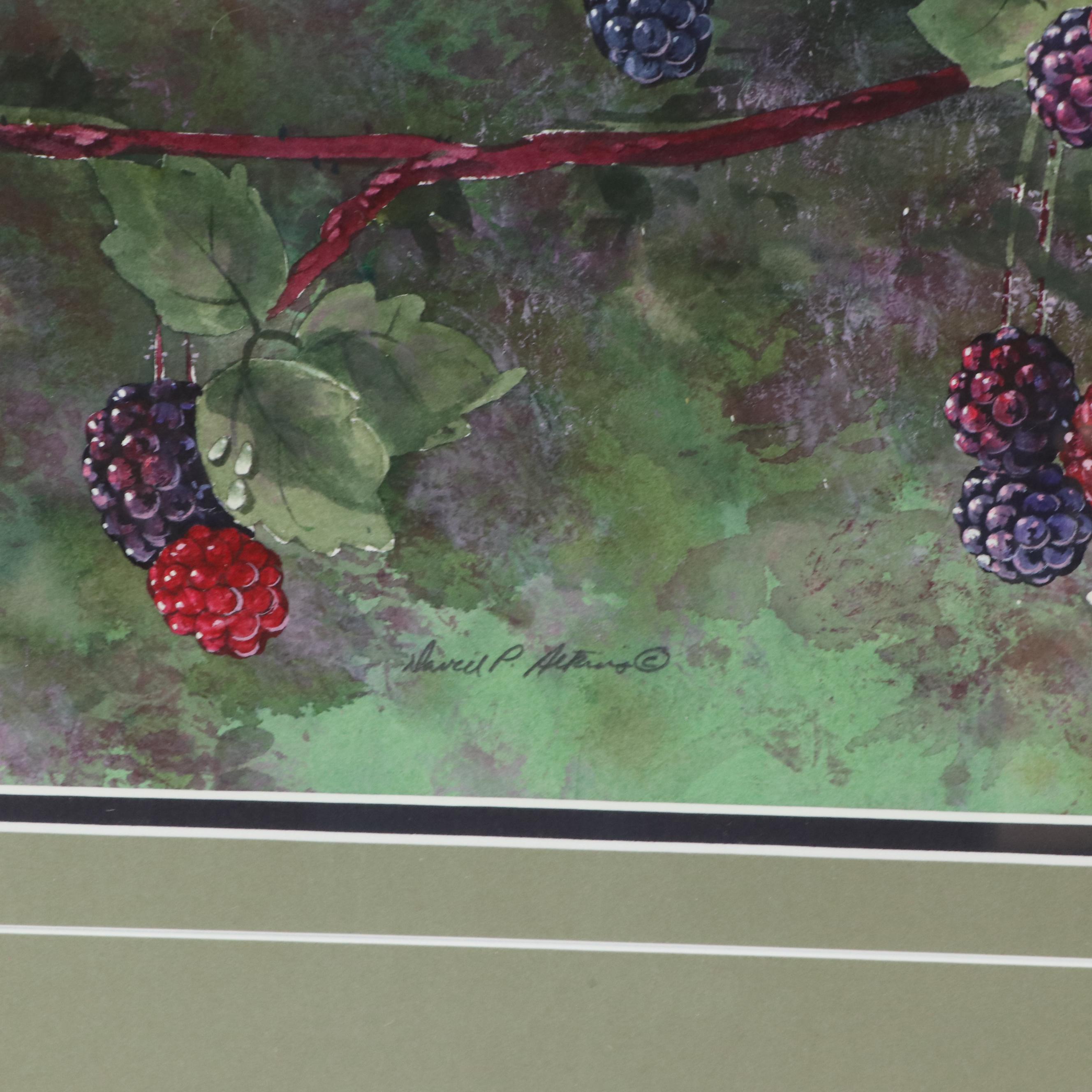 David P. Atkins Watercolor Painting "Secret Berry Patch," 21st Century