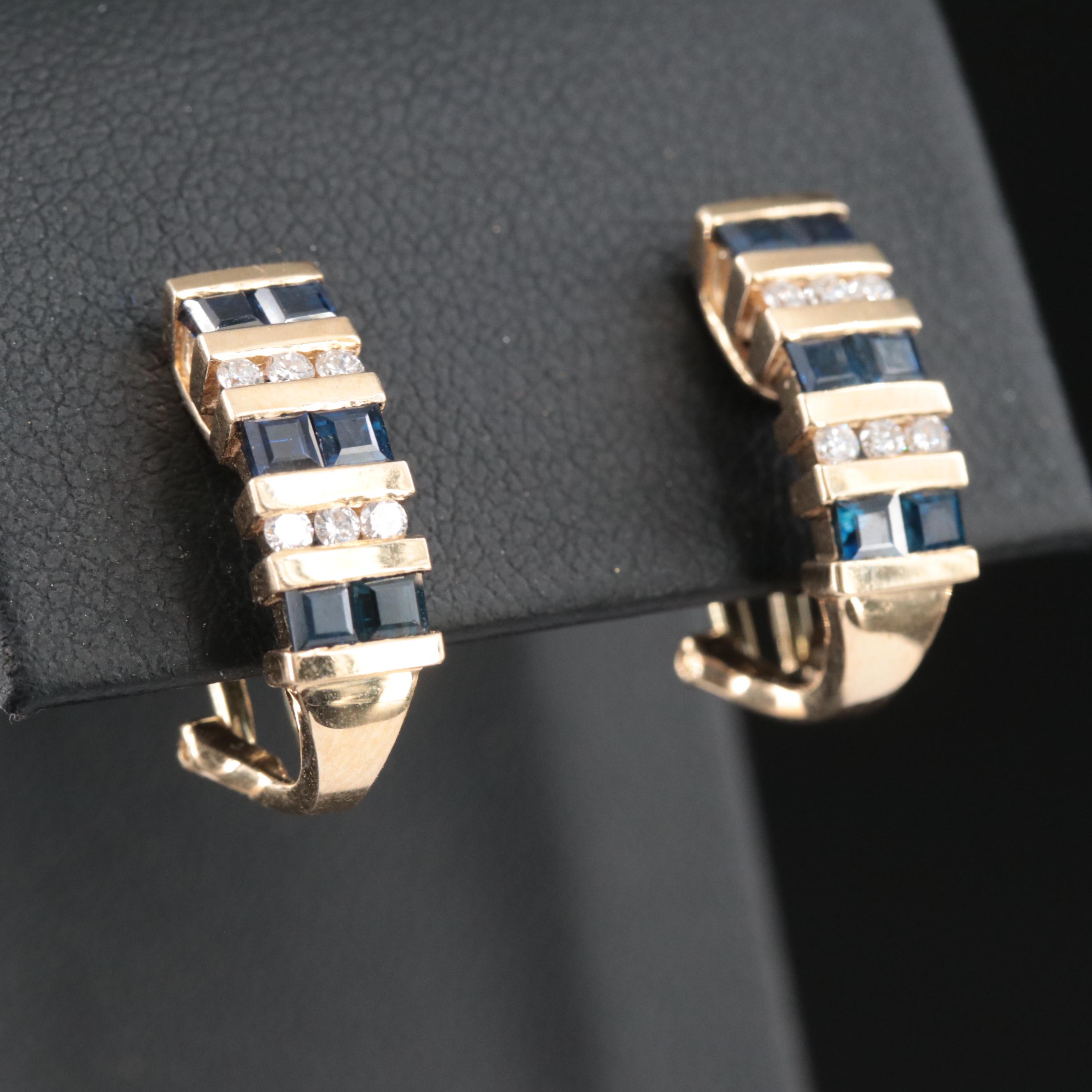 14K Sapphire and Diamond Earrings