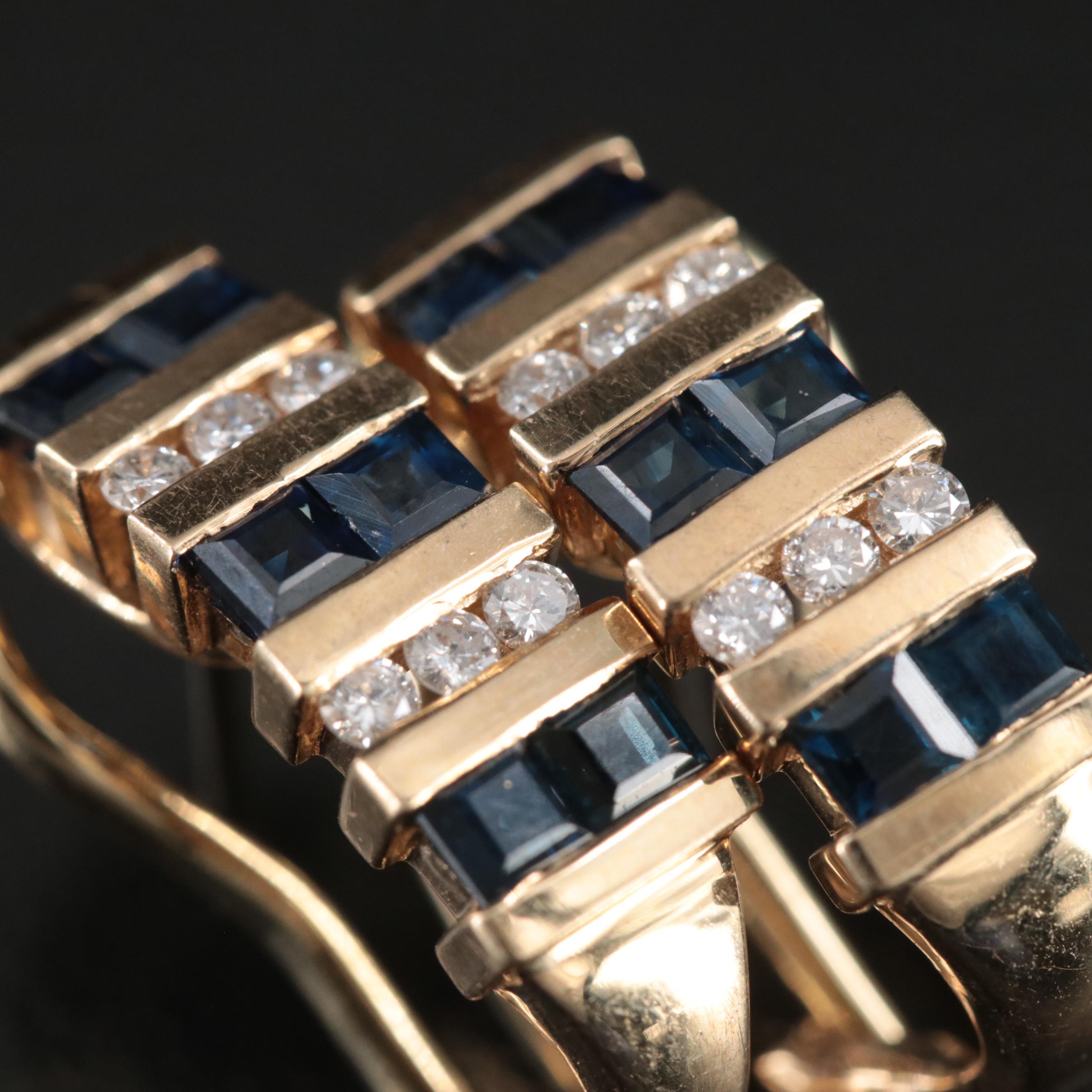 14K Sapphire and Diamond Earrings