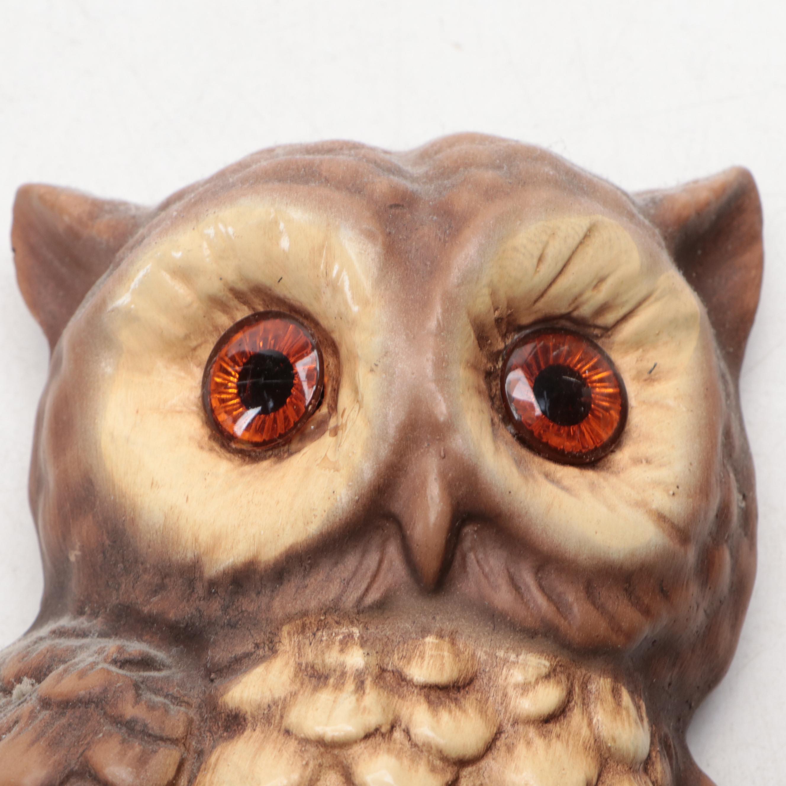 Owl-Themed Wall Hangings with Cast Iron Owl Trivets and Ceramic Incense Burner