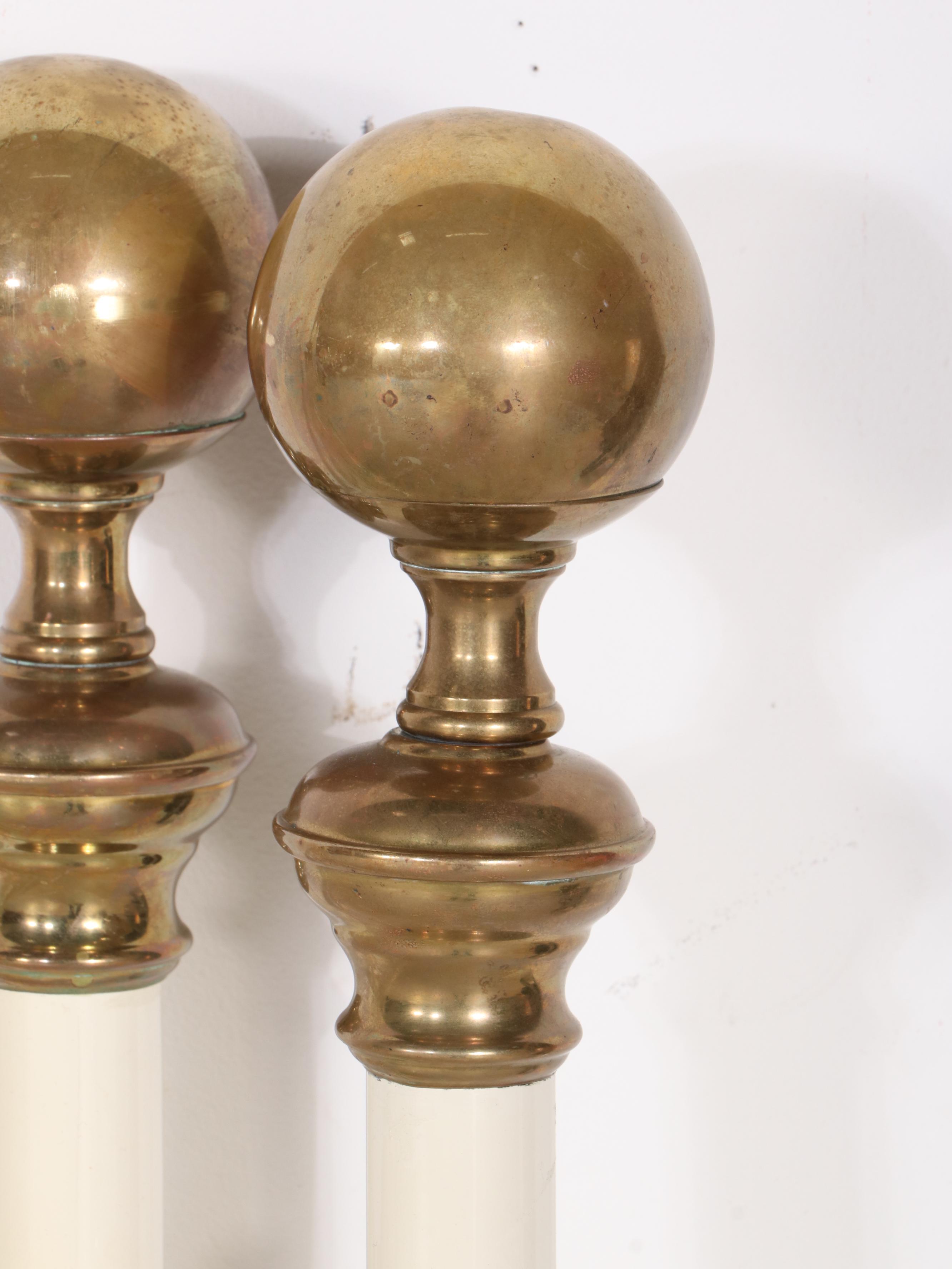 Brass Beds of Virginia Painted Cast Metal Twin Bed Frames with Brass Finials