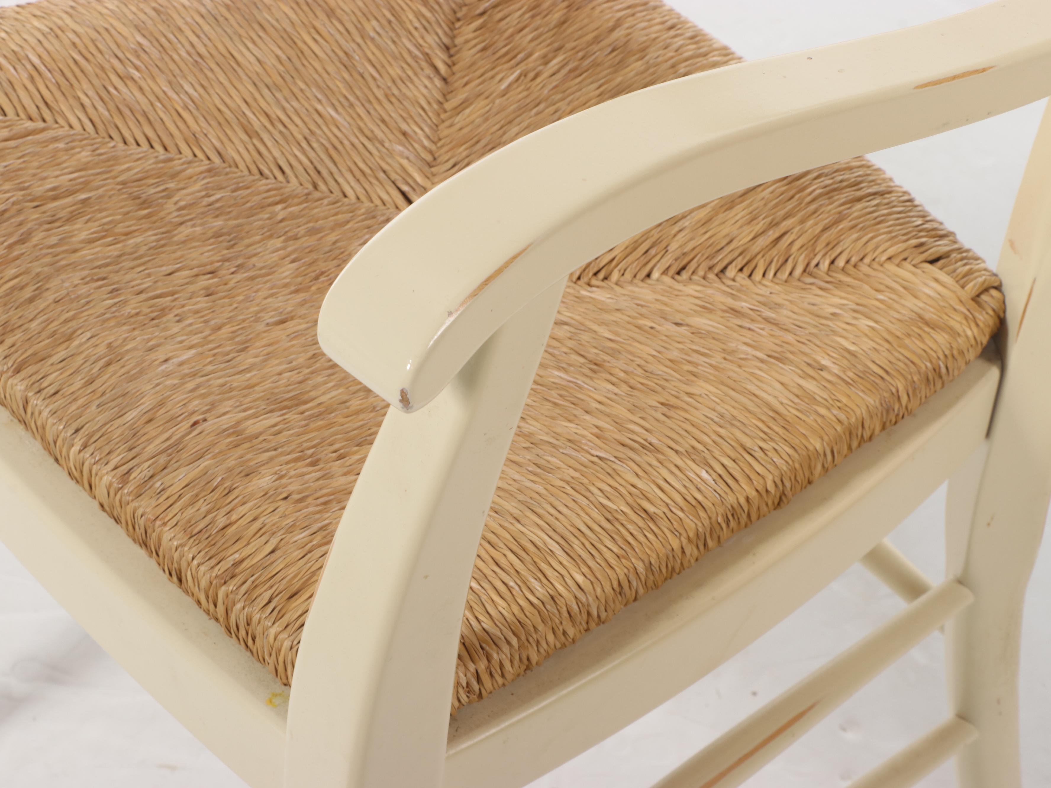 Six Pottery Barn "French Country" Dining Chairs in Antique White