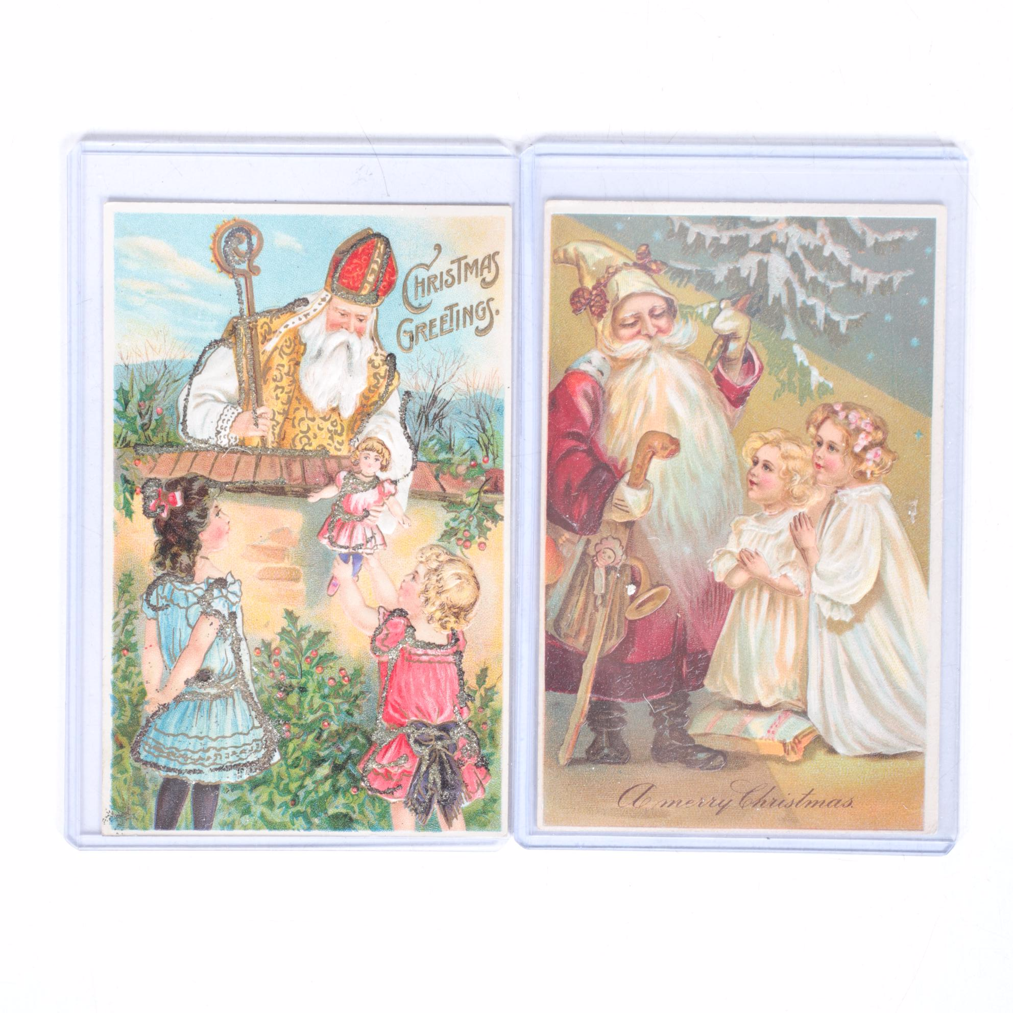 Antique Christmas Postcard Collection, Many Embossed, From Germany & USA