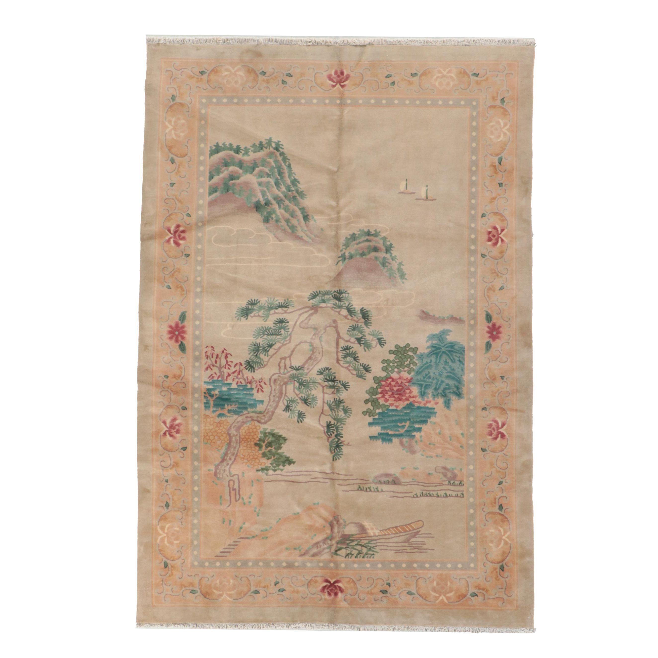 6'1 x 9'1 Hand-Knotted Chinese Pictorial Area Rug