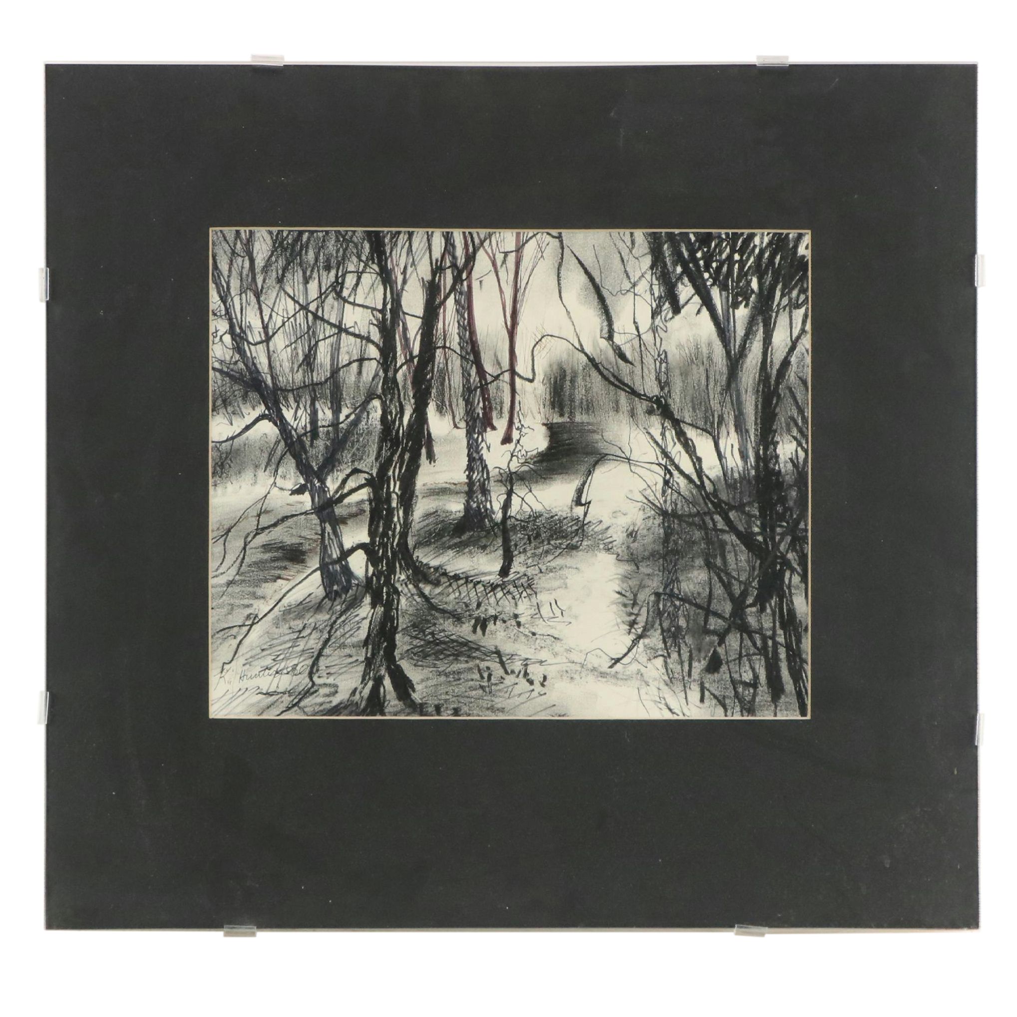 Landscape Mixed Media Drawing, 1980
