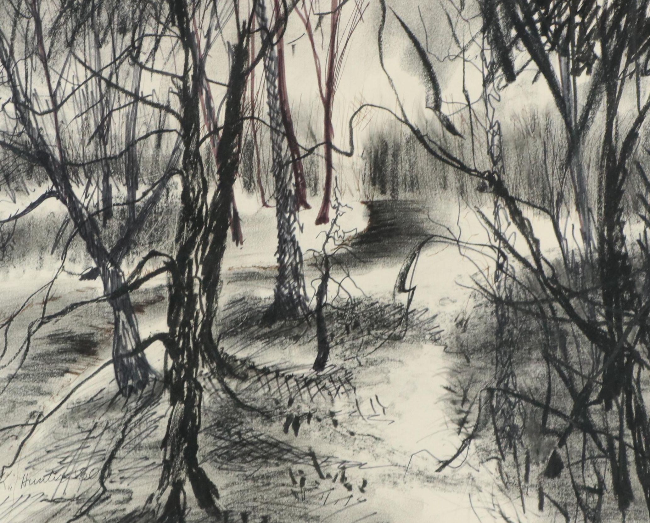 Landscape Mixed Media Drawing, 1980