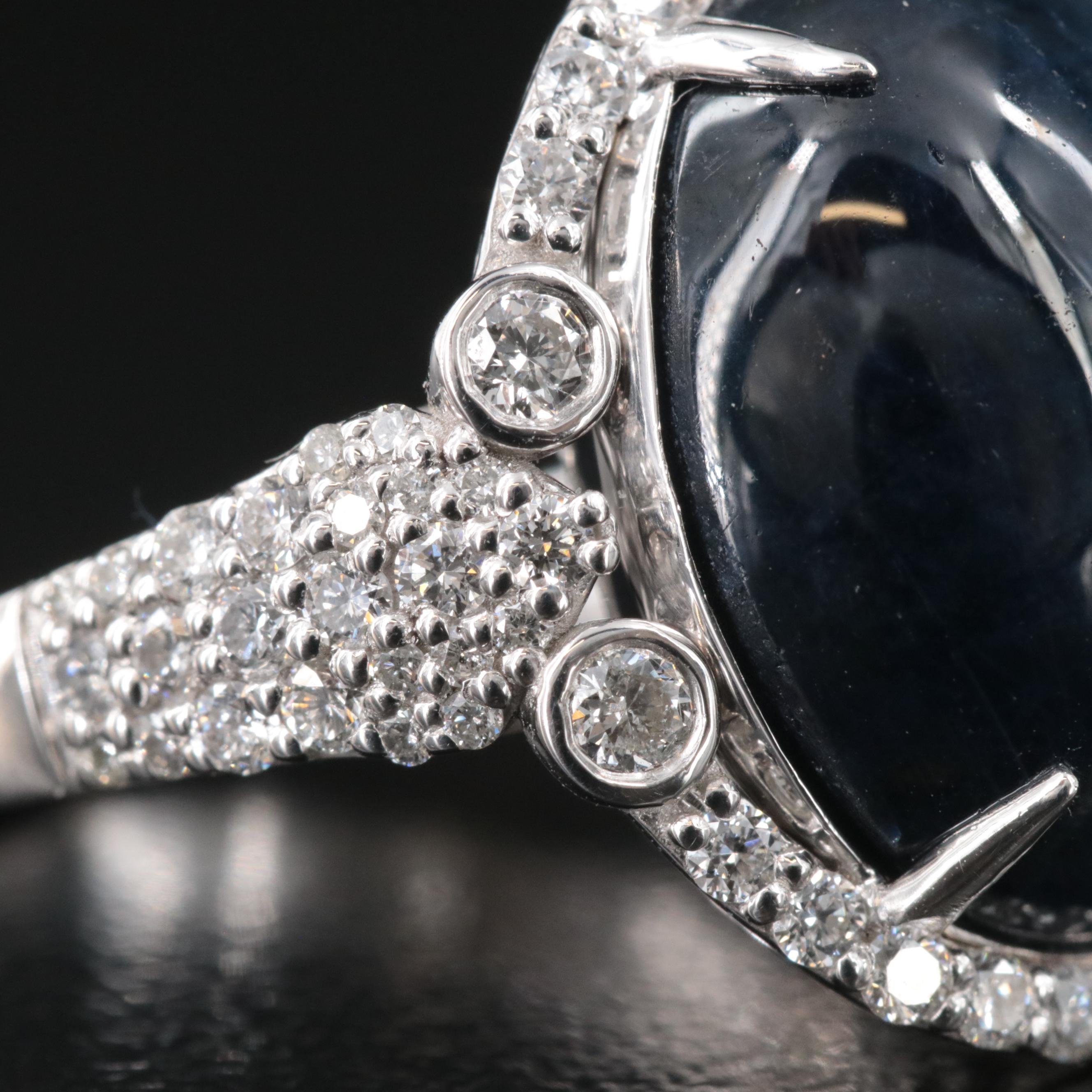 Oscar Friedman Platinum 17.00 CT Star Sapphire and 0.80 CTW Diamond Ring