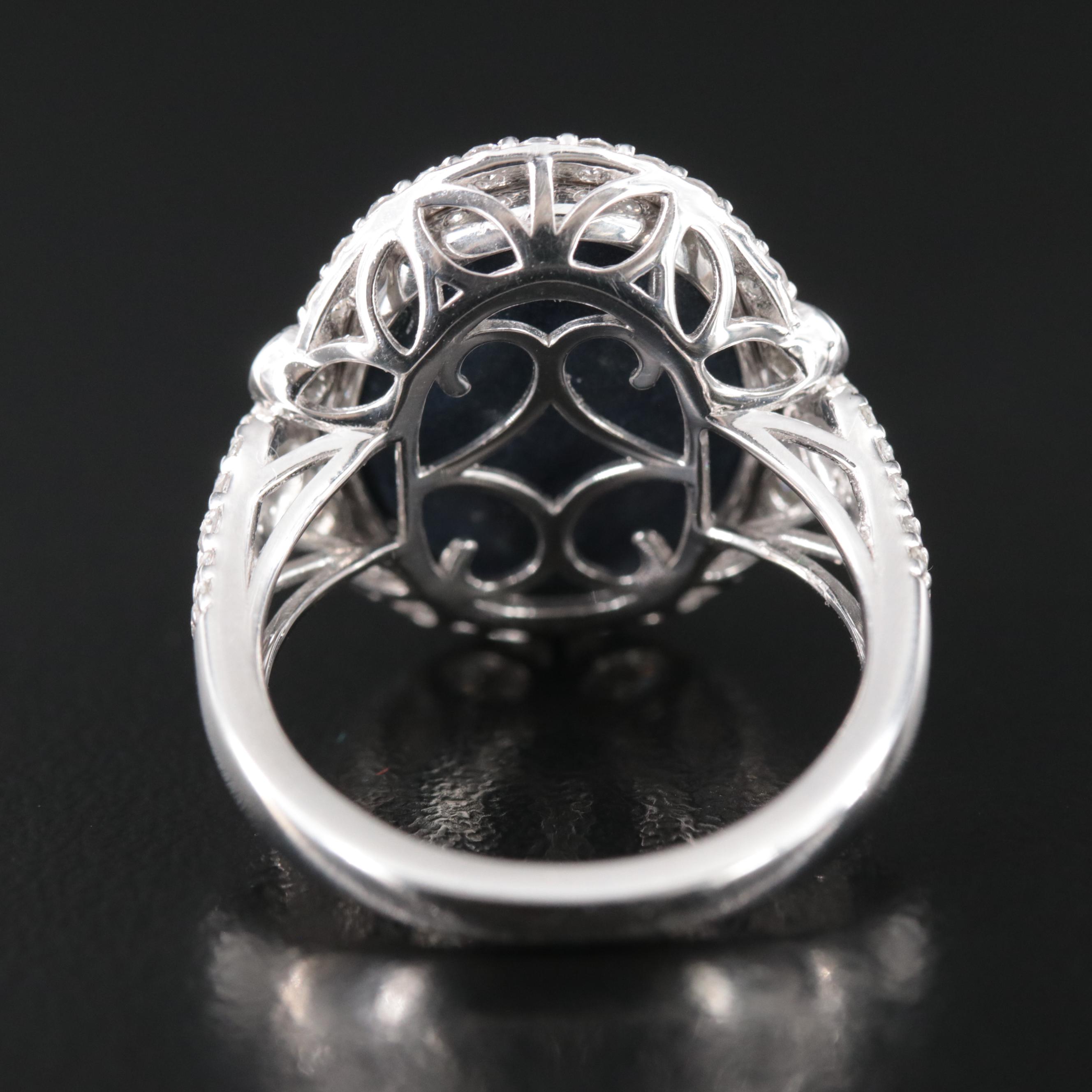 Oscar Friedman Platinum 17.00 CT Star Sapphire and 0.80 CTW Diamond Ring