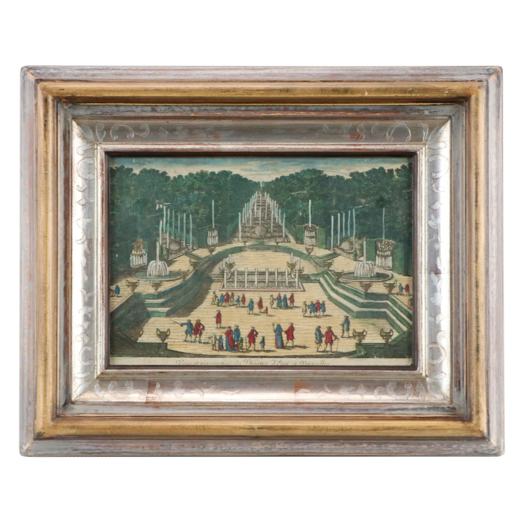 Hand-Colored Engraving "Veüe et perspective du Theatre d'Eau de Versailles"