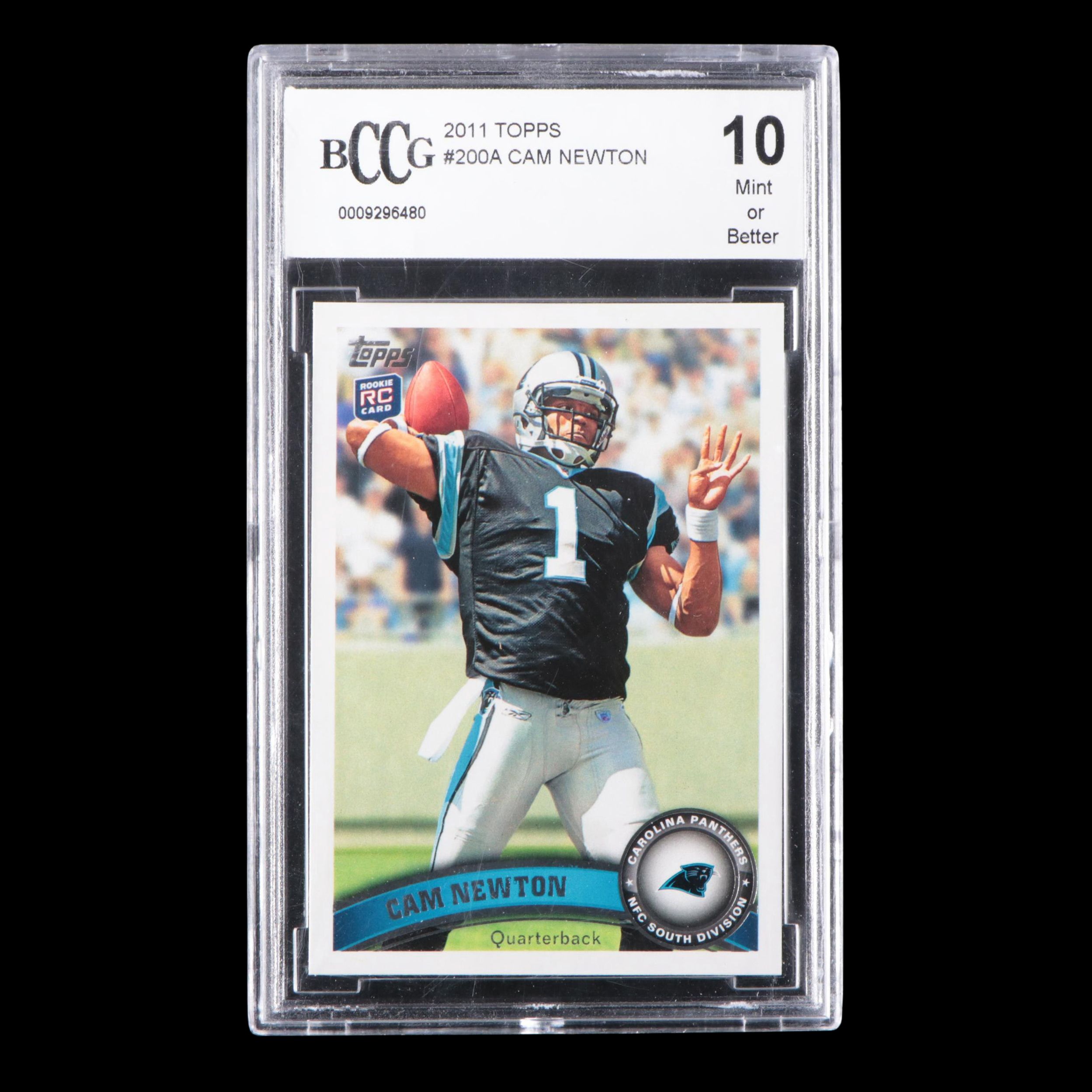 2011 Topps Cam Newton Rookie Card #200A Graded BCCG 10