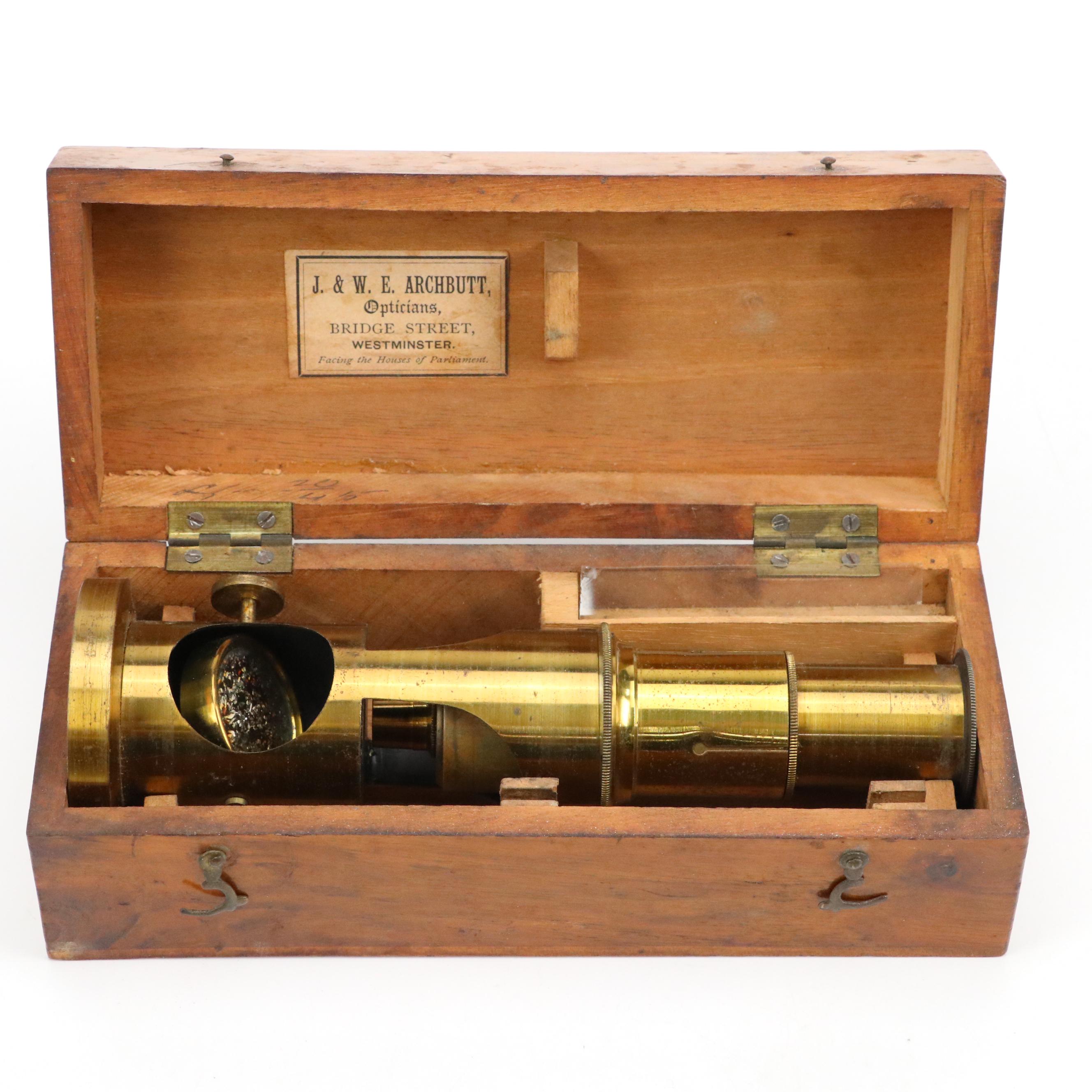 J. & W. E. Archbutt Opticians English Brass Microscope
