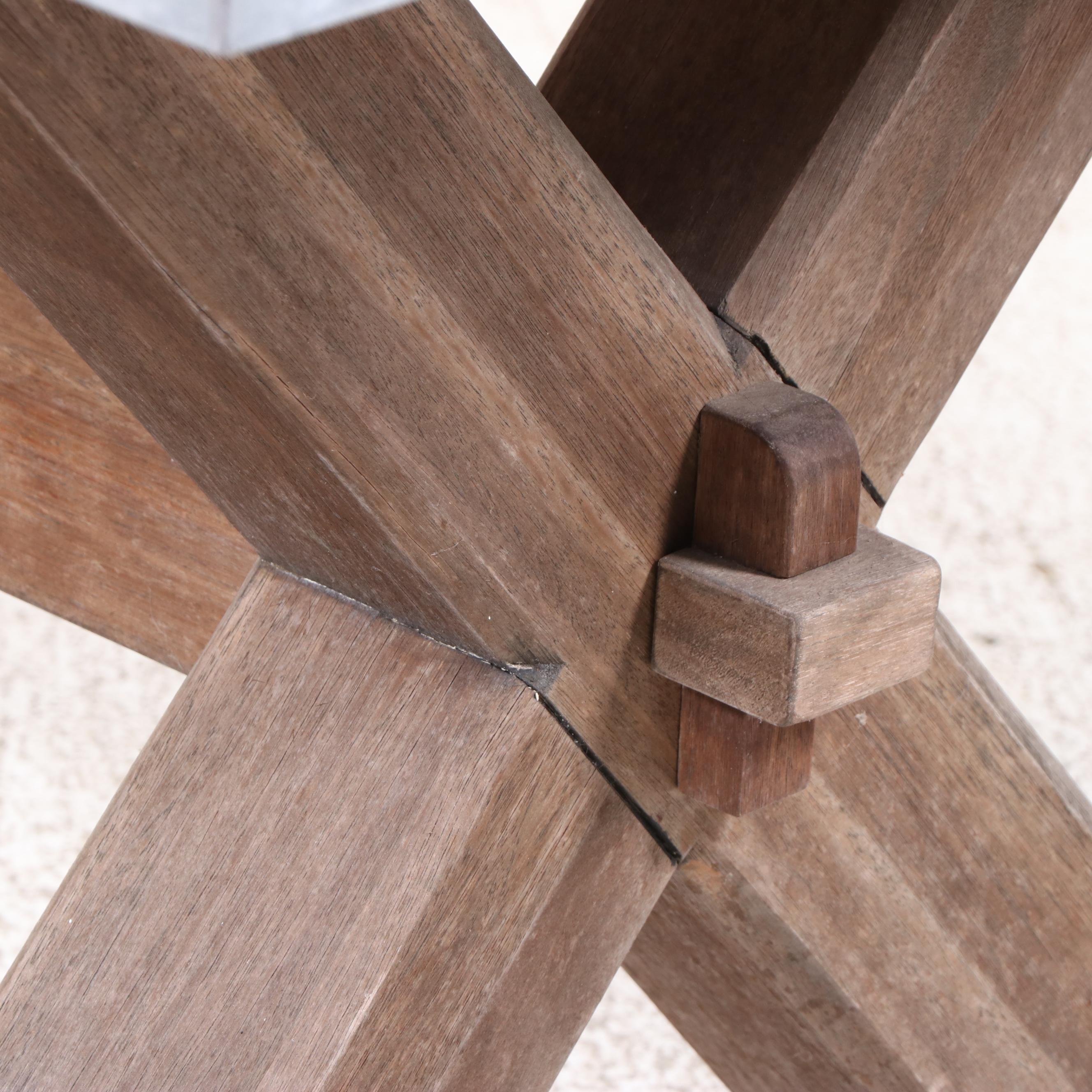 Pottery Barn "Abbott" Concrete and Acacia Outdoor Dining Table